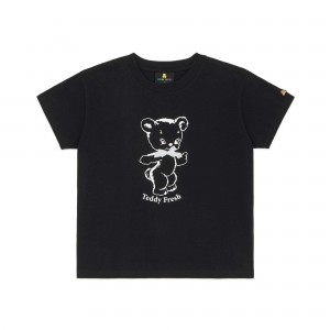 Black Teddy Fresh Bow Bear Baby Tee | 1864DNFQU