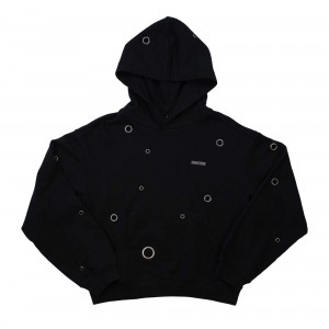 Black Teddy Fresh Eyelet Hoodie | 0542FLXAP