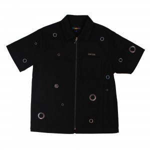 Black Teddy Fresh Eyelet Zip Shirt | 0623KNFVW