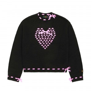 Black Teddy Fresh I Heart U Ribbon Weave Sweater | 9273QWNJH