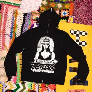 Black Teddy Fresh TF x Left Hand Hila Hoodie | 1952ASMOU