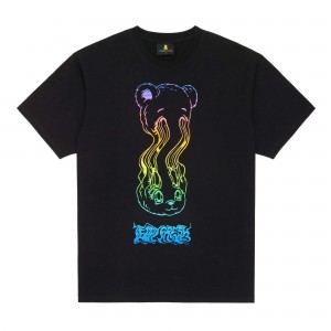 Black Teddy Fresh Trippy Bear Tee | 2856WZLPR