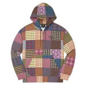 Brown Teddy Fresh Quilt Print Zip Hoodie | 9812YZIOT