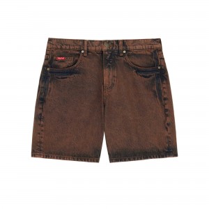 Brown Teddy Fresh Washed Denim Dad Shorts | 5839YLDHB