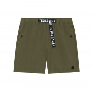 Green Teddy Fresh Webbing Belt Cotton Shorts | 2074BEGZI