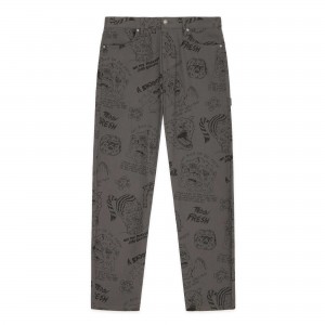 Grey Teddy Fresh Will Laren Sketches Carpenter Pants | 9802QLIAF