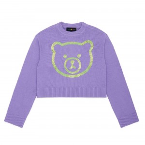 Lavender Teddy Fresh Sequin Bear Sweater | 2831WFSDY