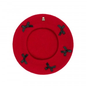 Red Teddy Fresh Mini Bows Beret | 0695BOIGD