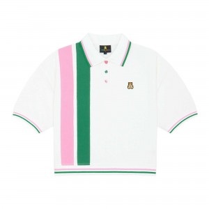 White Multi Teddy Fresh Striped Button Pique Shirt | 6975ZDLSK