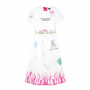 White Teddy Fresh Don't Buy Me Flowers Dress | 0195TOPRA