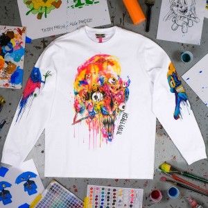 White Teddy Fresh TF x Alex Pardee Dripping Tee | 2678MOEJK