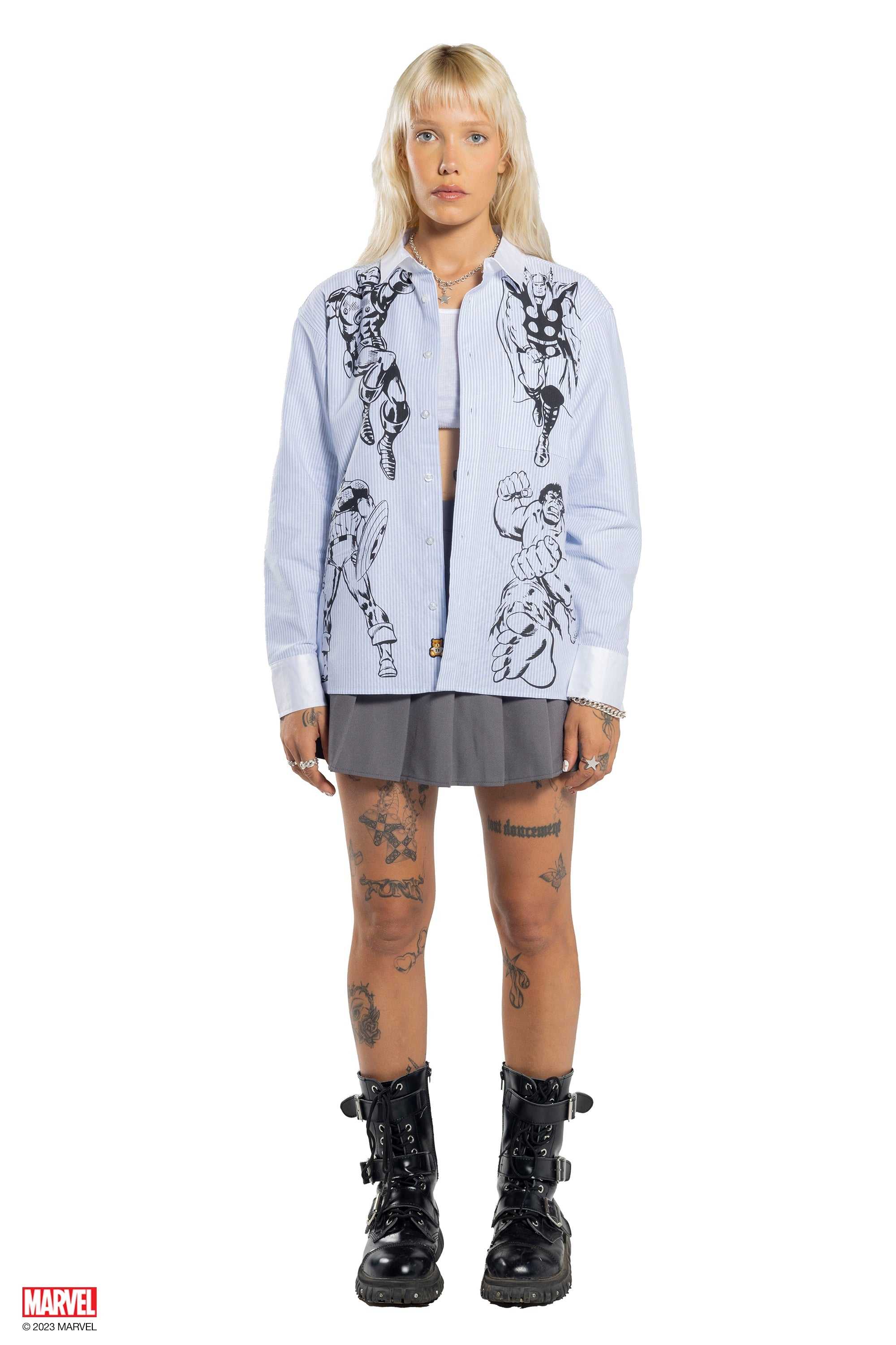 Baby Blue Teddy Fresh TF x Marvel Button Up | 7805LJYEZ