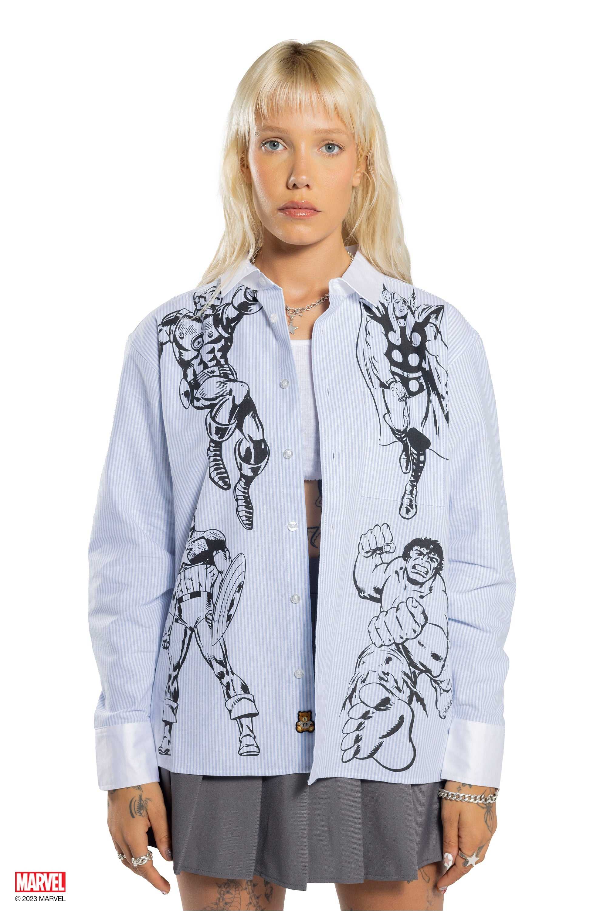 Baby Blue Teddy Fresh TF x Marvel Button Up | 7805LJYEZ