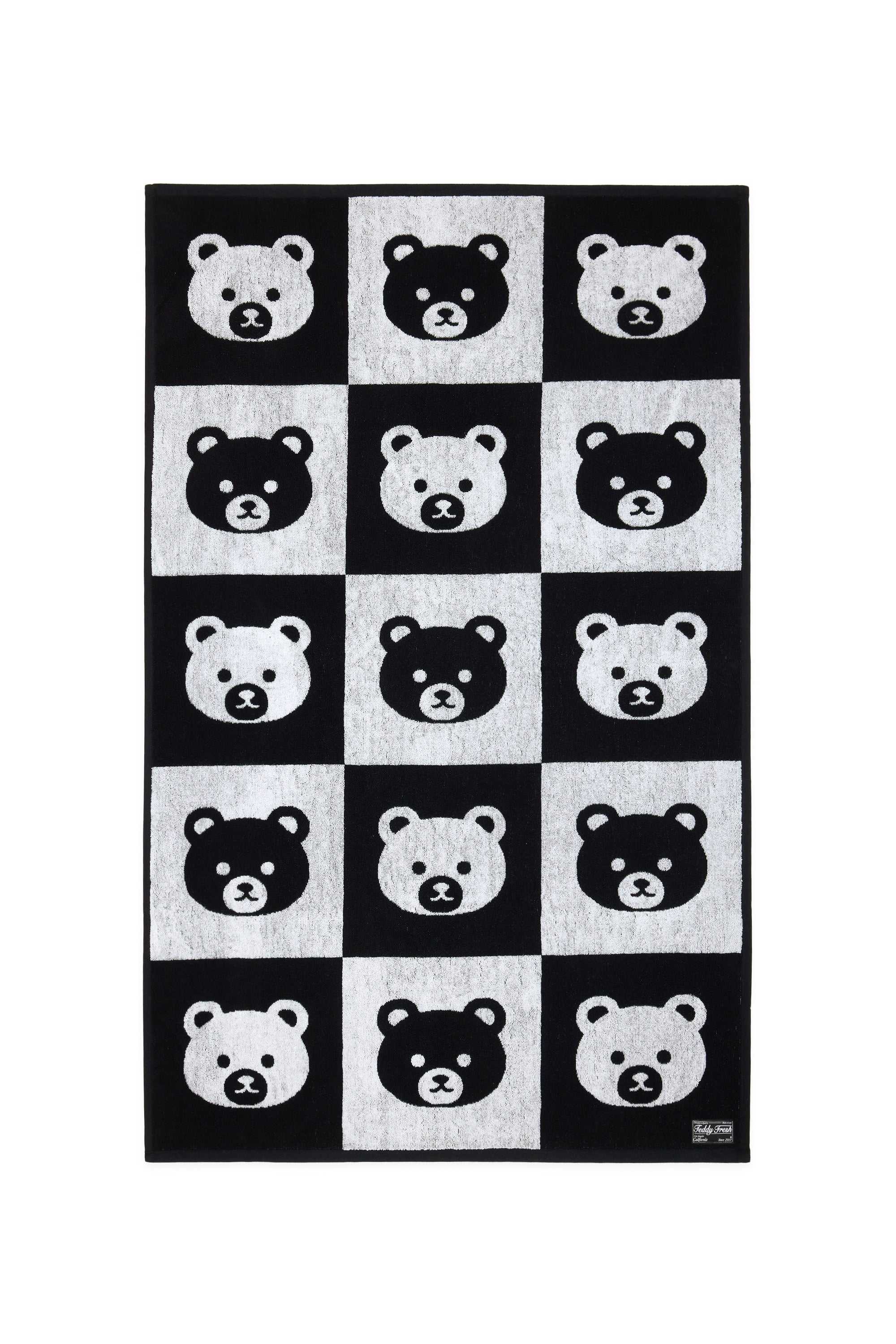 Black Multi Teddy Fresh Bear Check Beach Towel | 8369PCOVG