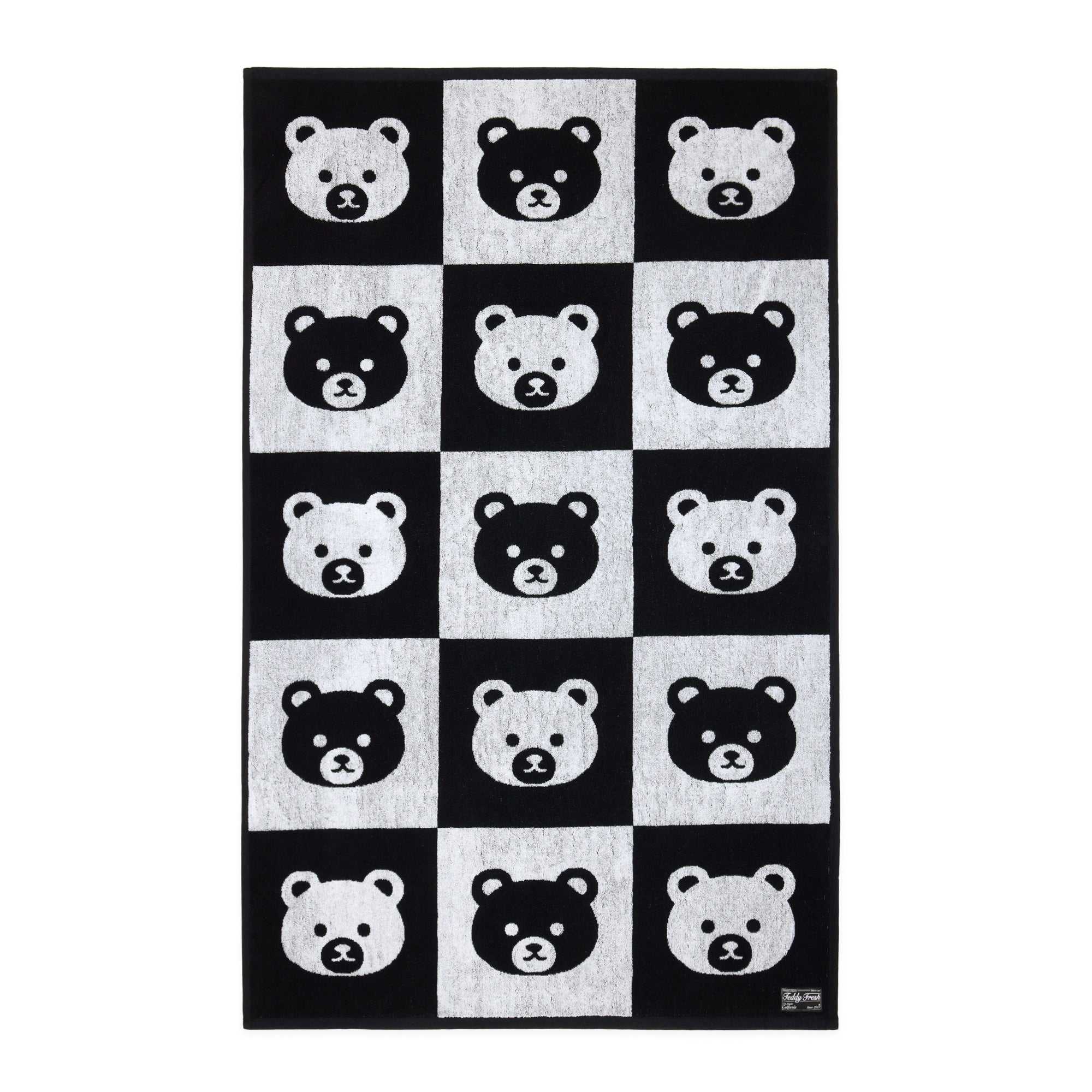 Black Multi Teddy Fresh Bear Check Beach Towel | 8369PCOVG