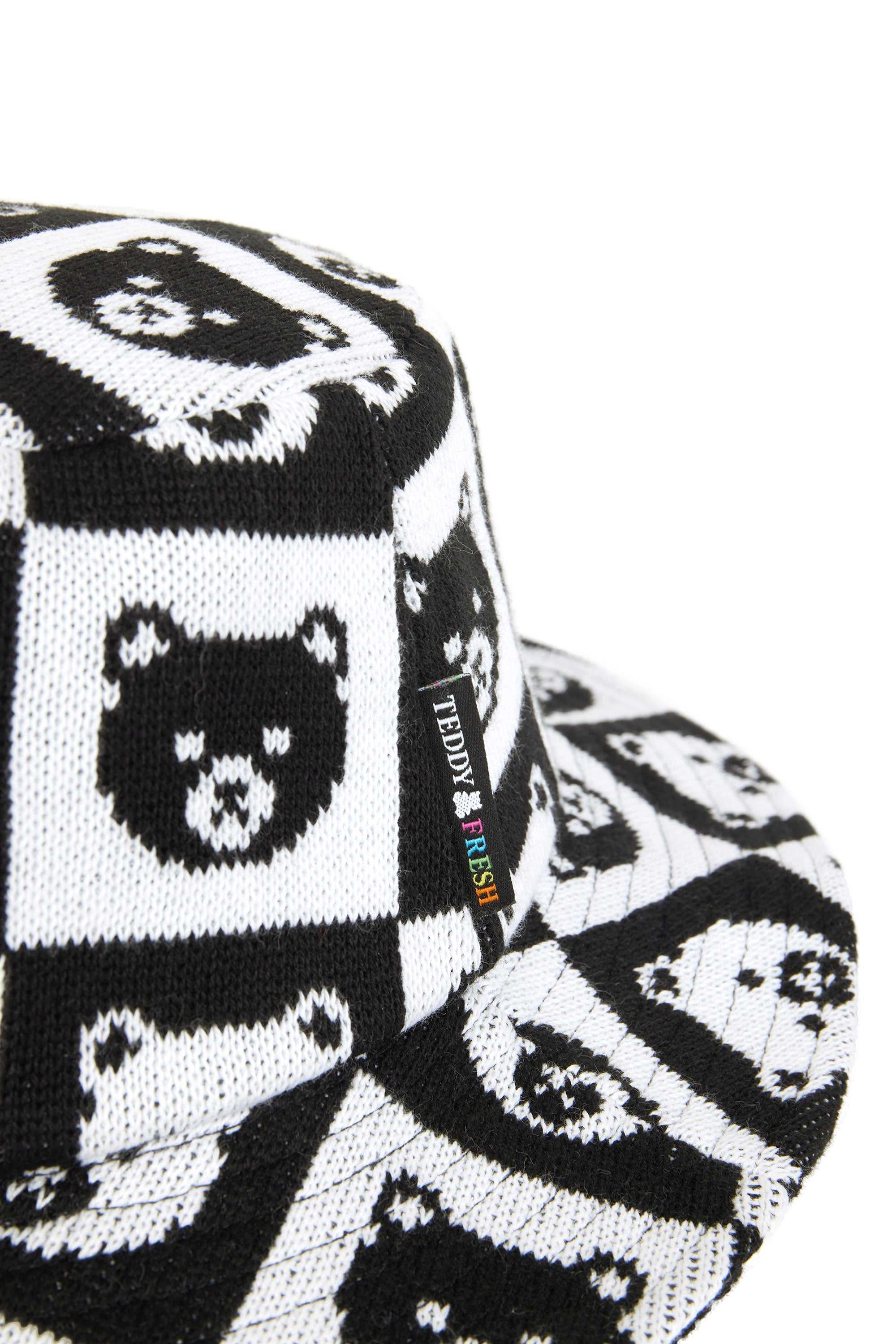 Black Teddy Fresh Bear Check Knit Hat | 5972HUAZD