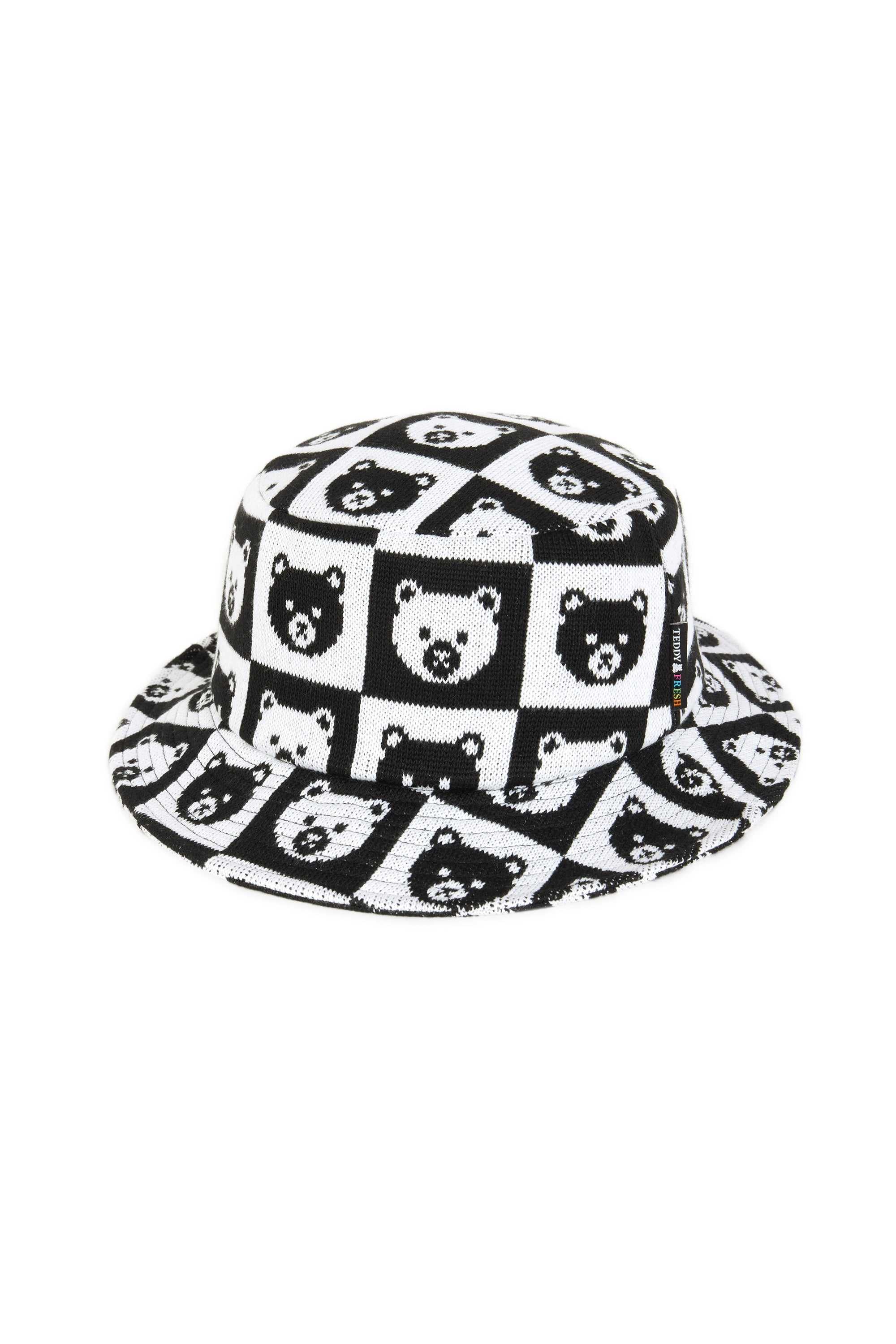 Black Teddy Fresh Bear Check Knit Hat | 5972HUAZD