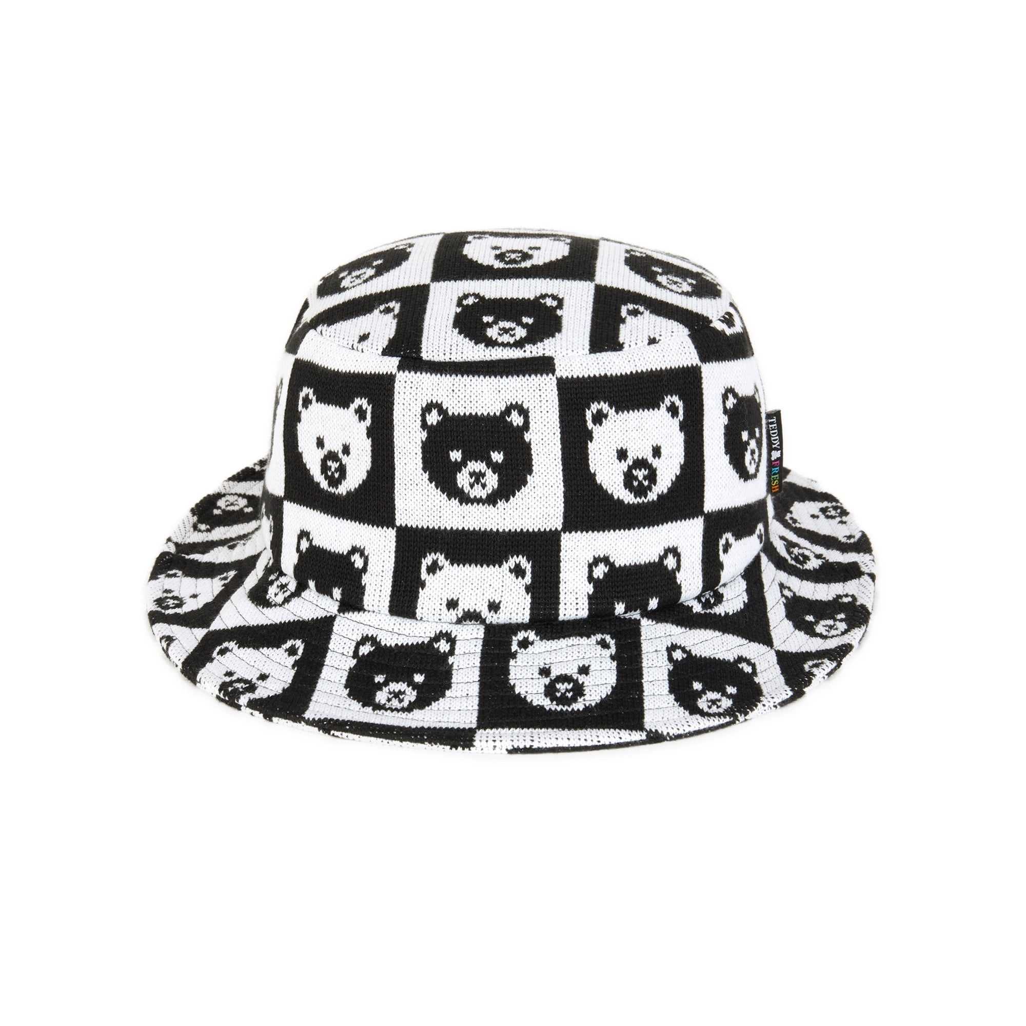 Black Teddy Fresh Bear Check Knit Hat | 5972HUAZD