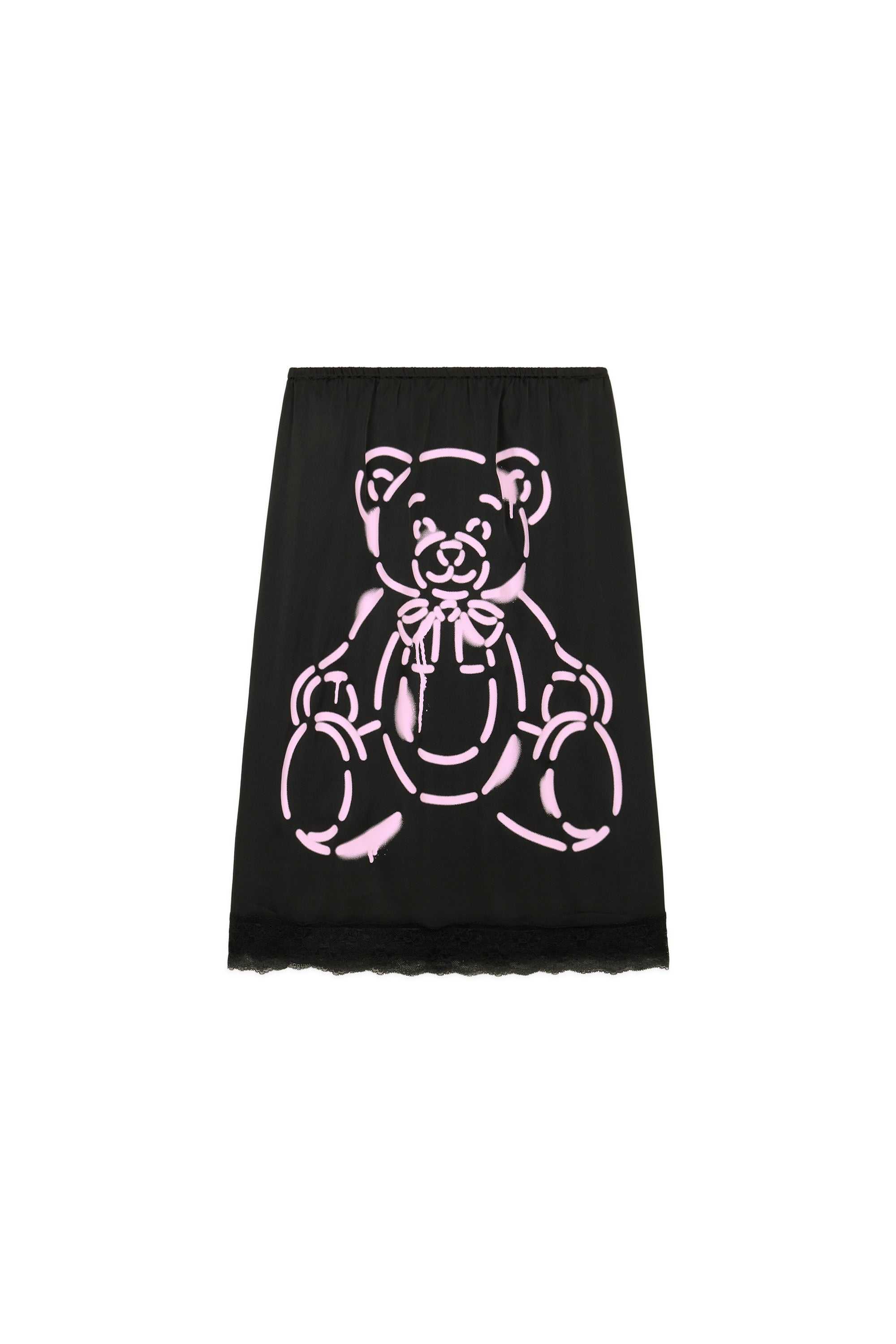 Black Teddy Fresh Bear Lace Satin Skirt | 7589MAXGC