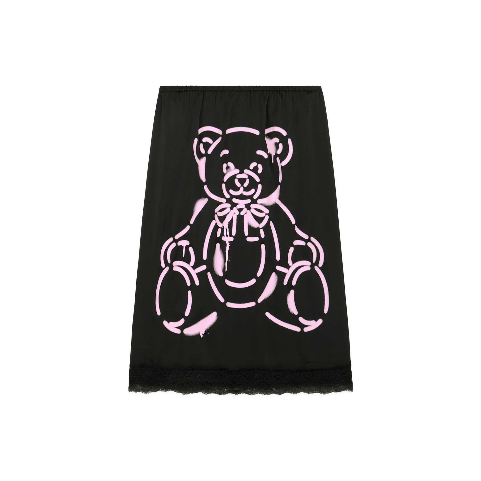 Black Teddy Fresh Bear Lace Satin Skirt | 7589MAXGC