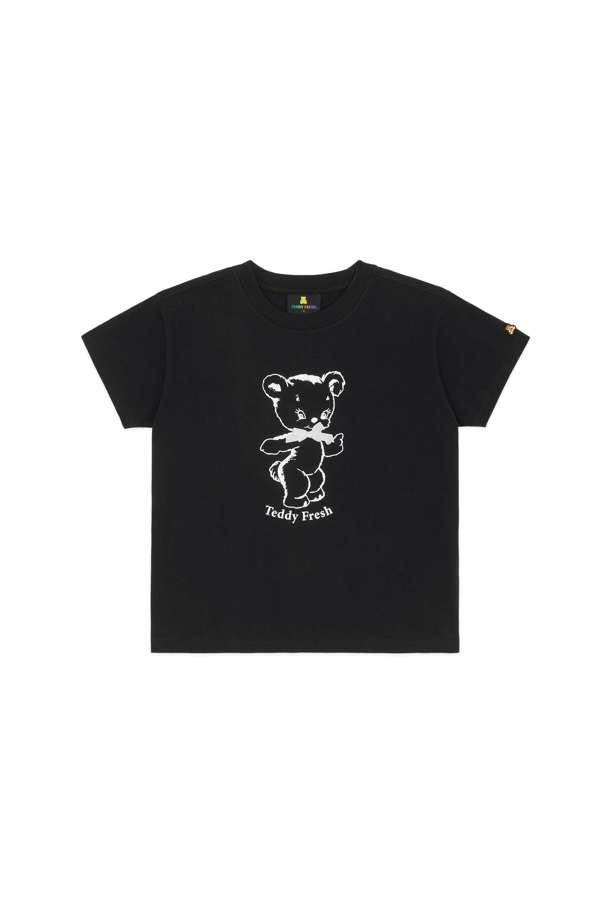 Black Teddy Fresh Bow Bear Baby Tee | 1864DNFQU