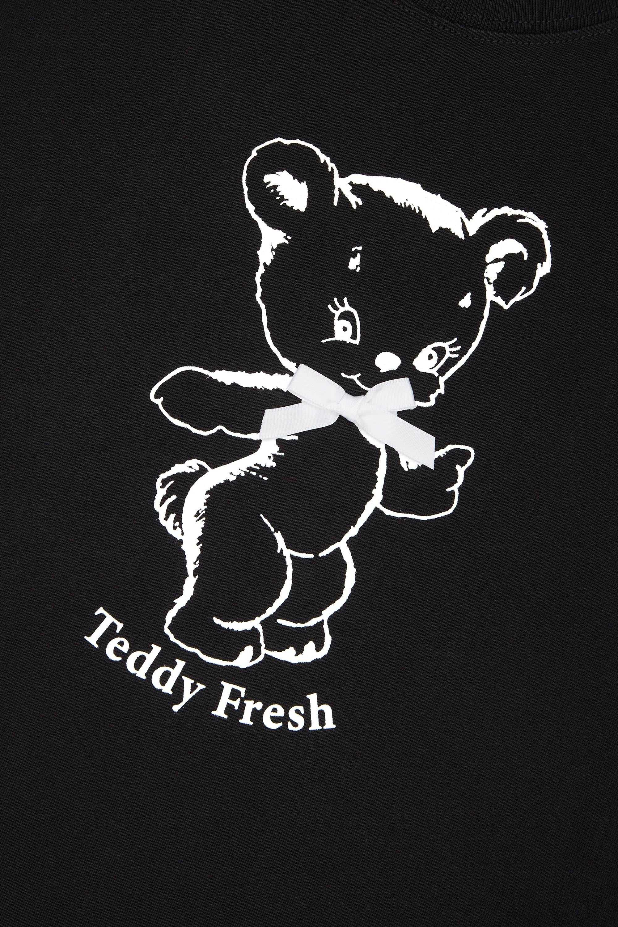 Black Teddy Fresh Bow Bear Baby Tee | 1864DNFQU