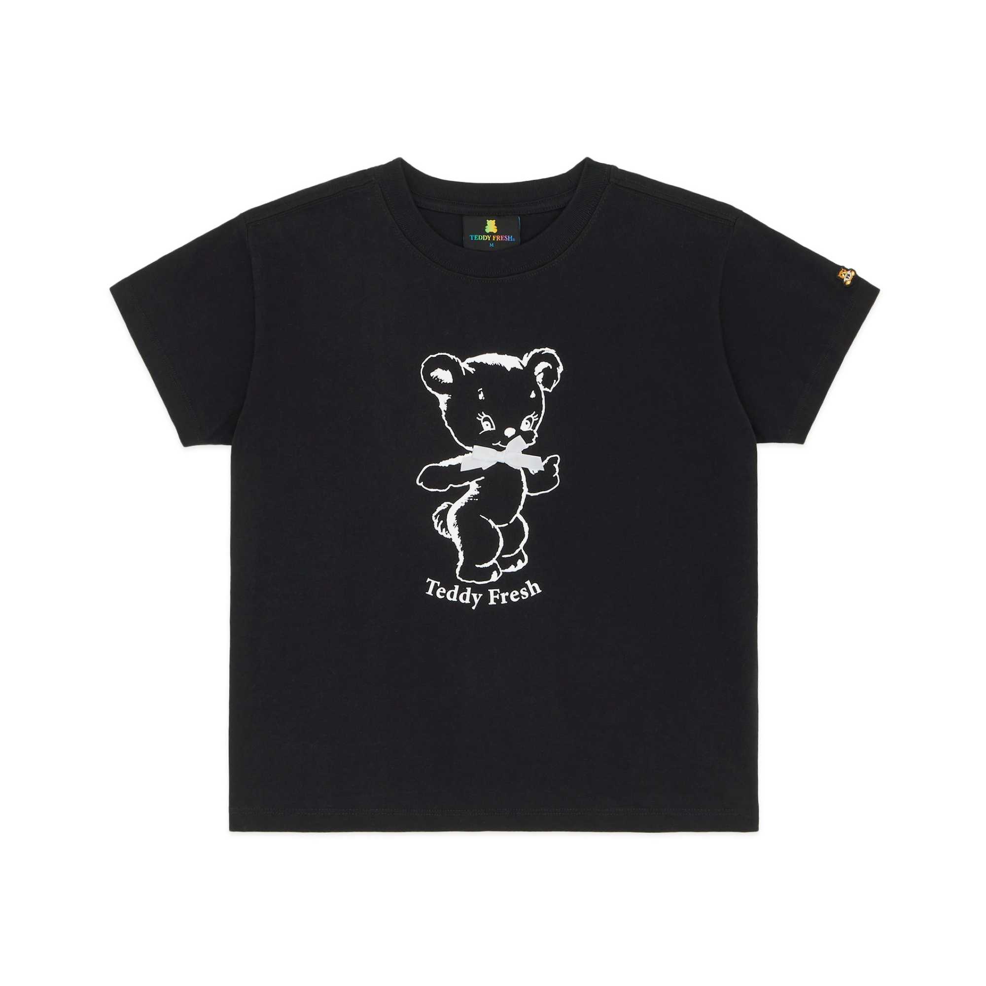 Black Teddy Fresh Bow Bear Baby Tee | 1864DNFQU