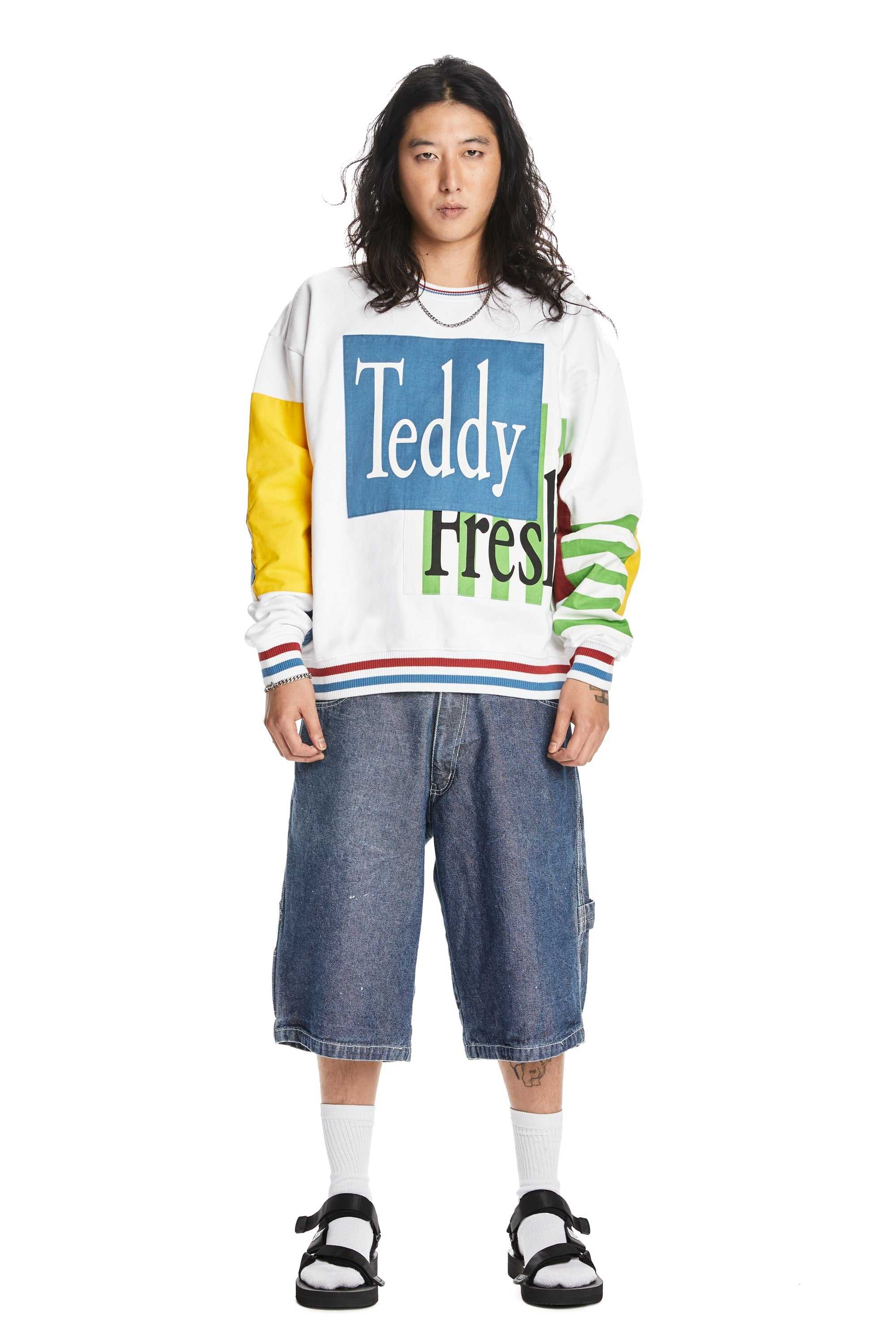 Black Teddy Fresh Box Paneled Crewneck | 1608ARLHQ