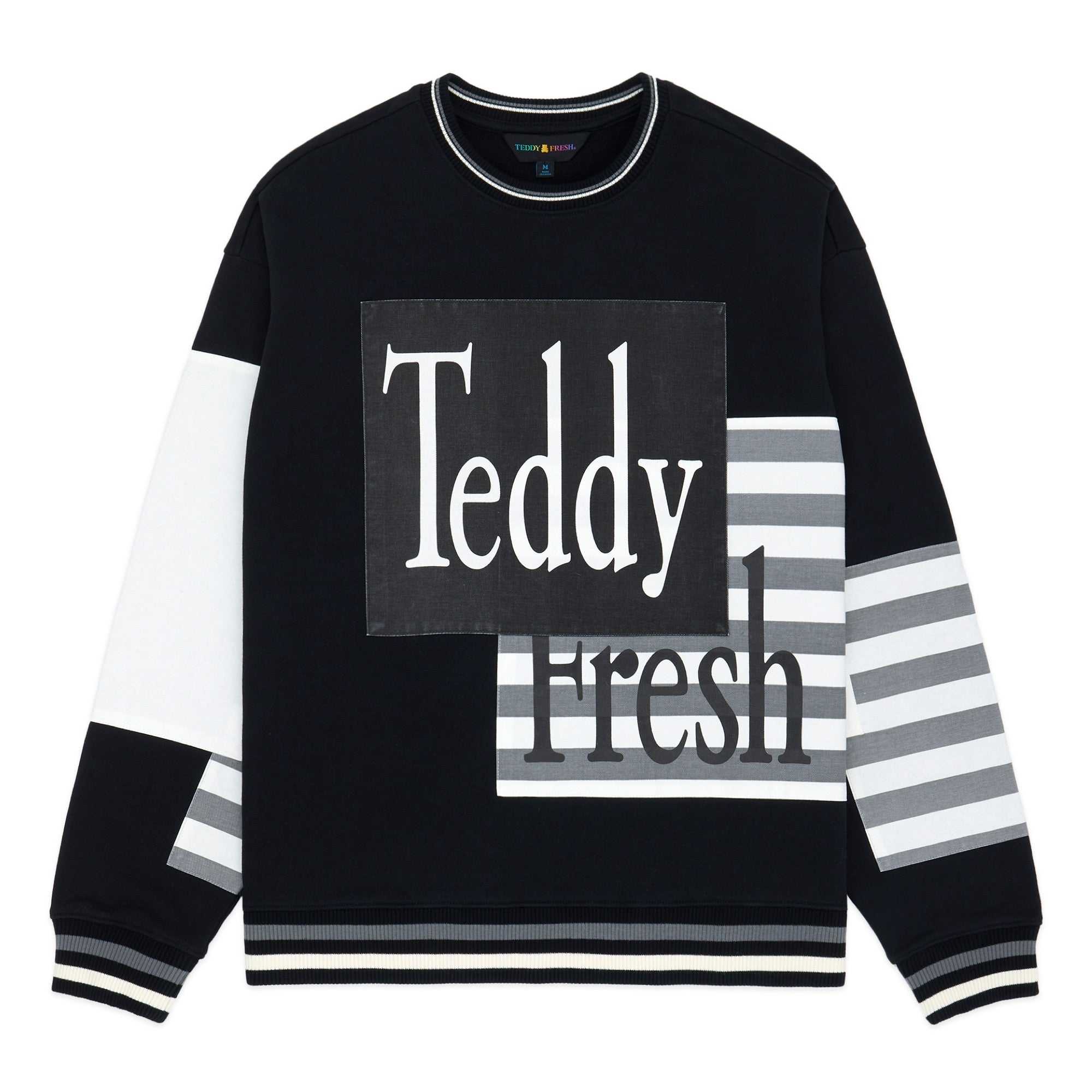 Black Teddy Fresh Box Paneled Crewneck | 1608ARLHQ