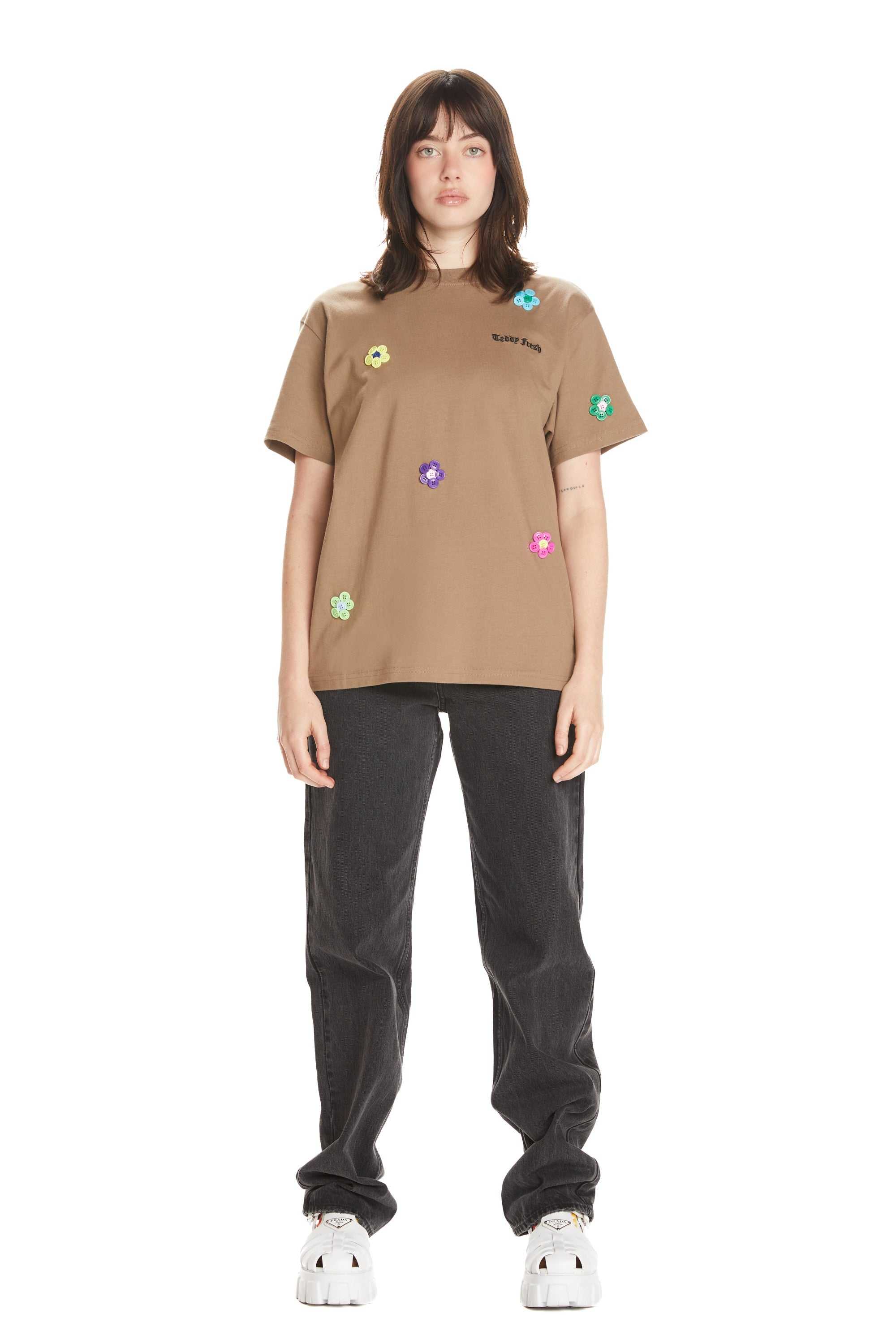 Black Teddy Fresh Button Flowers Tee | 2830SETHD