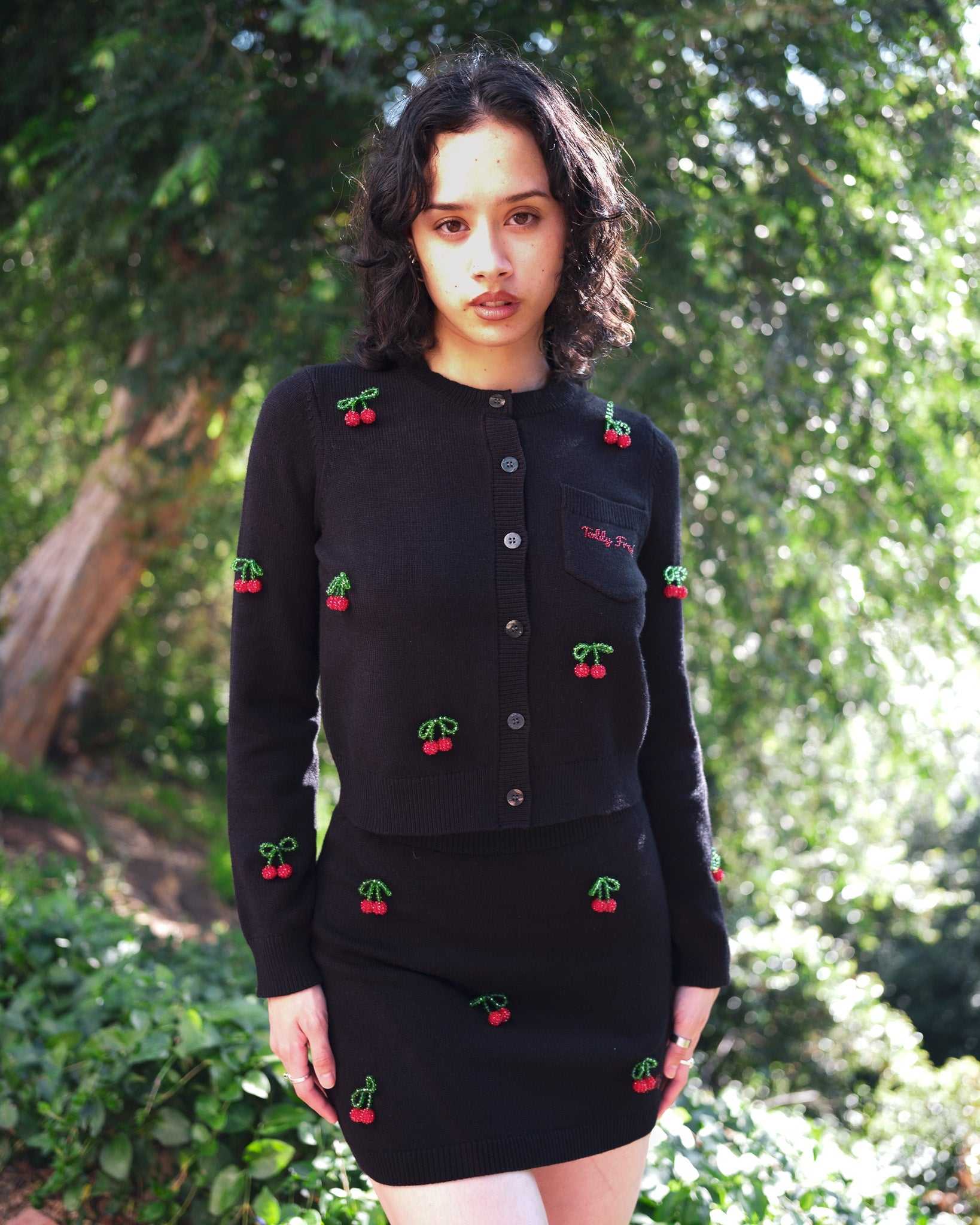 Black Teddy Fresh Cherry On Top Knit Skirt | 5368HZADW