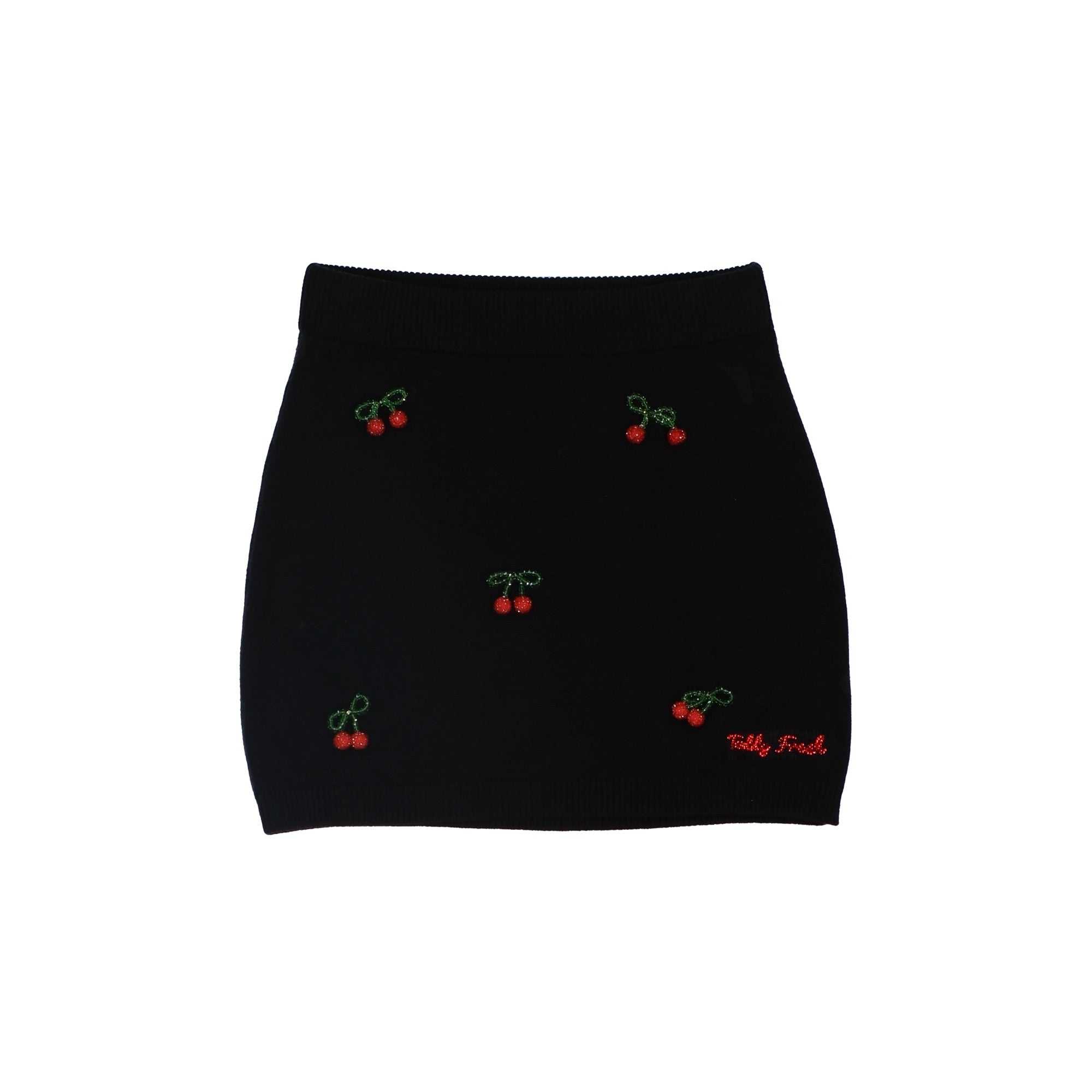 Black Teddy Fresh Cherry On Top Knit Skirt | 5368HZADW