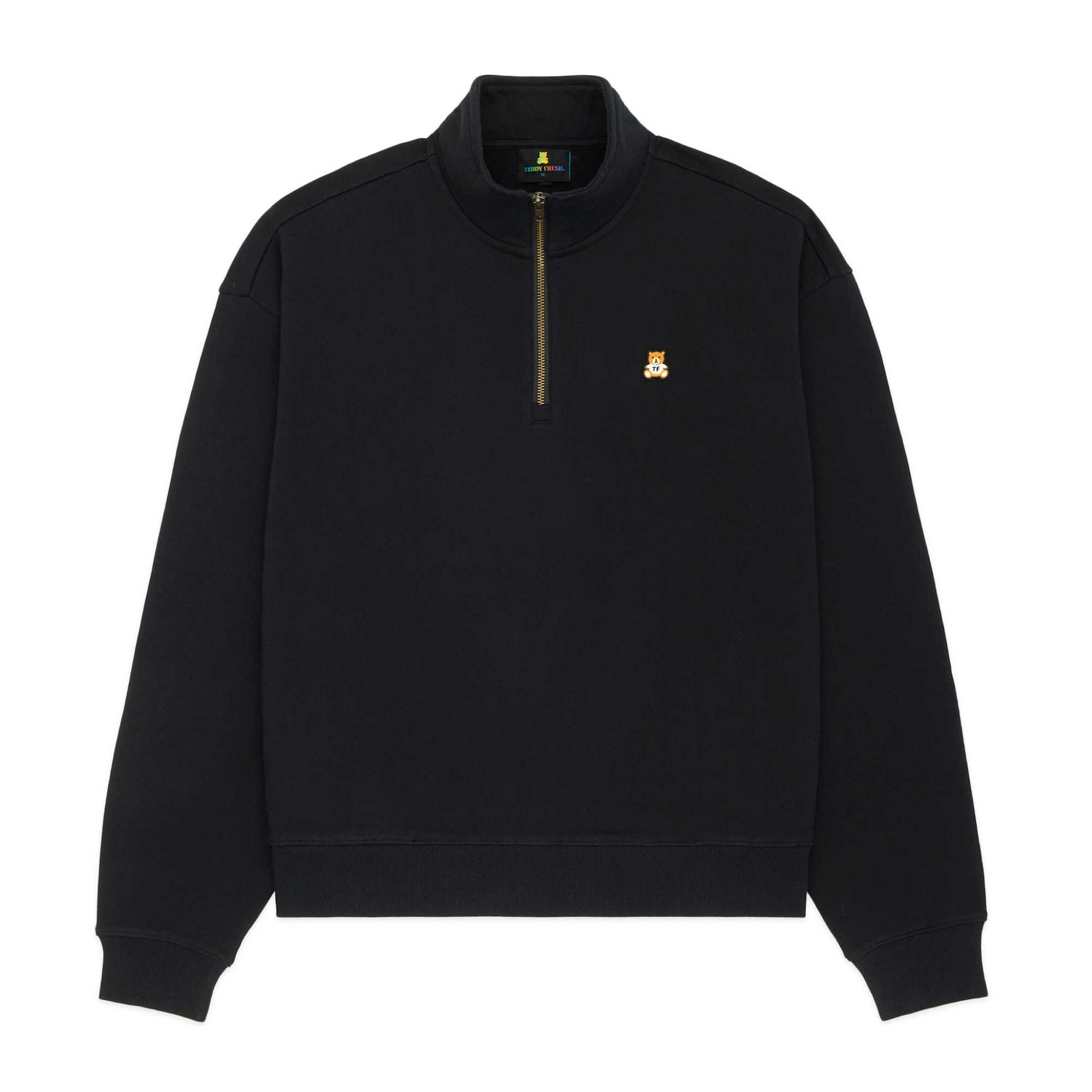 Black Teddy Fresh Classic Funnel Neck Zip Sweatshirt | 0162EGFTK