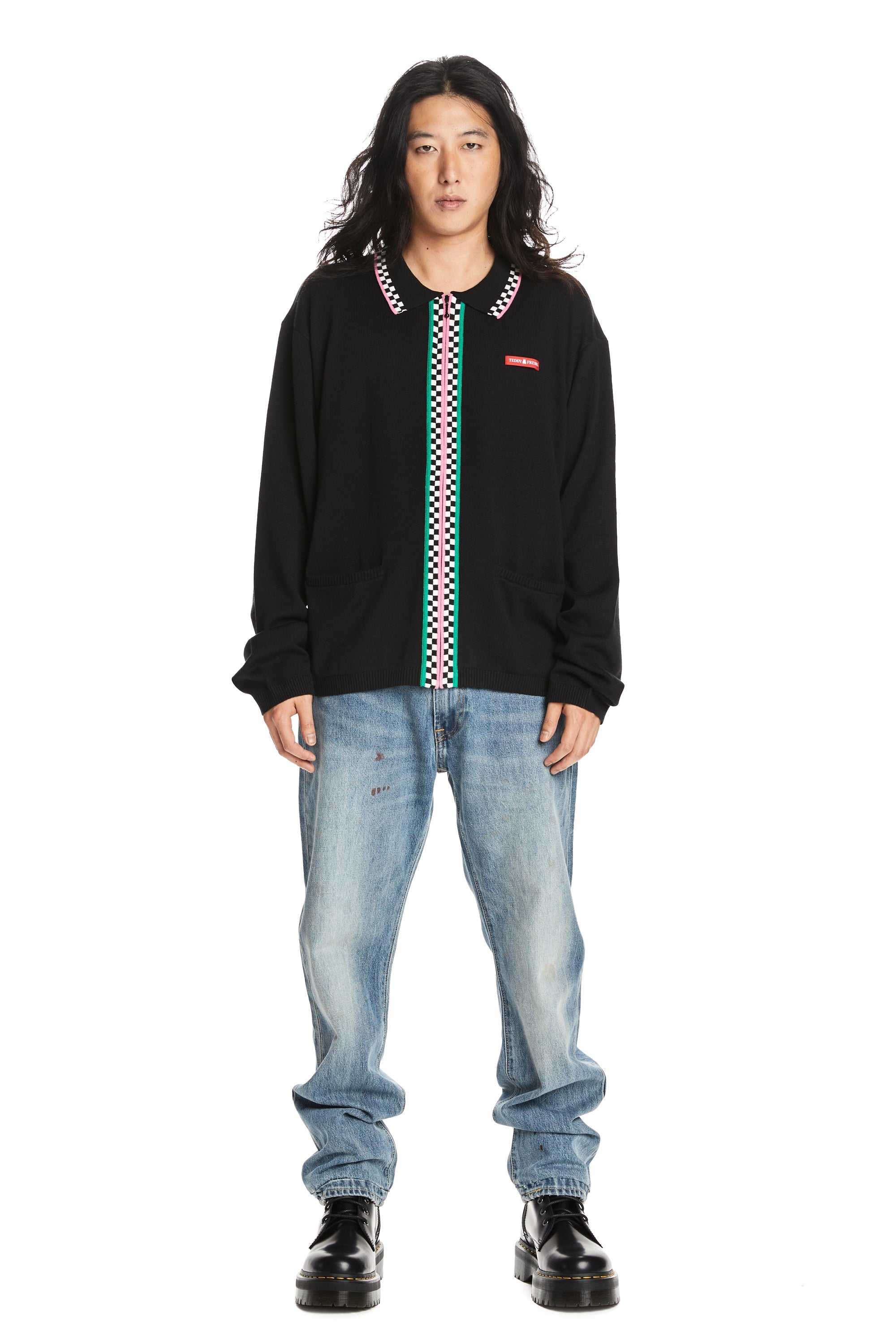 Black Teddy Fresh Classy Zip Up Sweater Cardigan | 3876ZWAKH