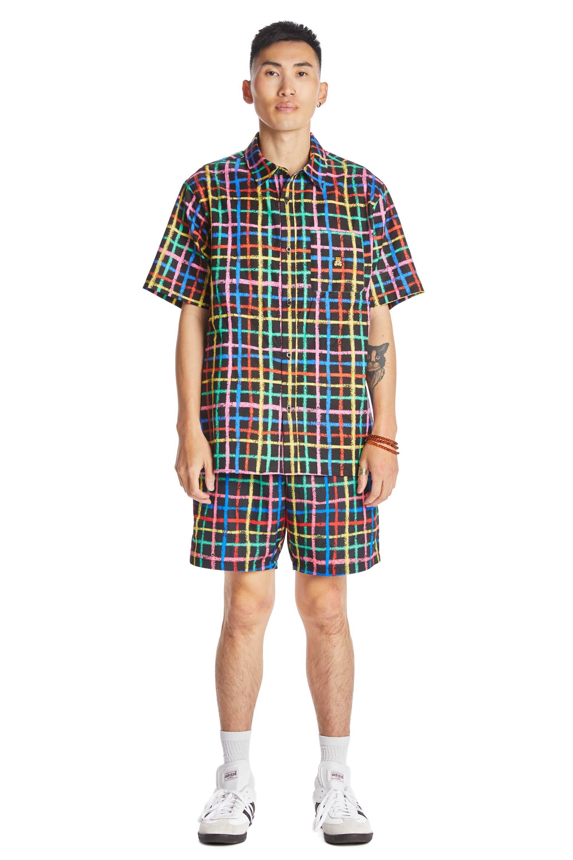 Black Teddy Fresh Crayon Checkered Camp Shirt | 8412PBJNE