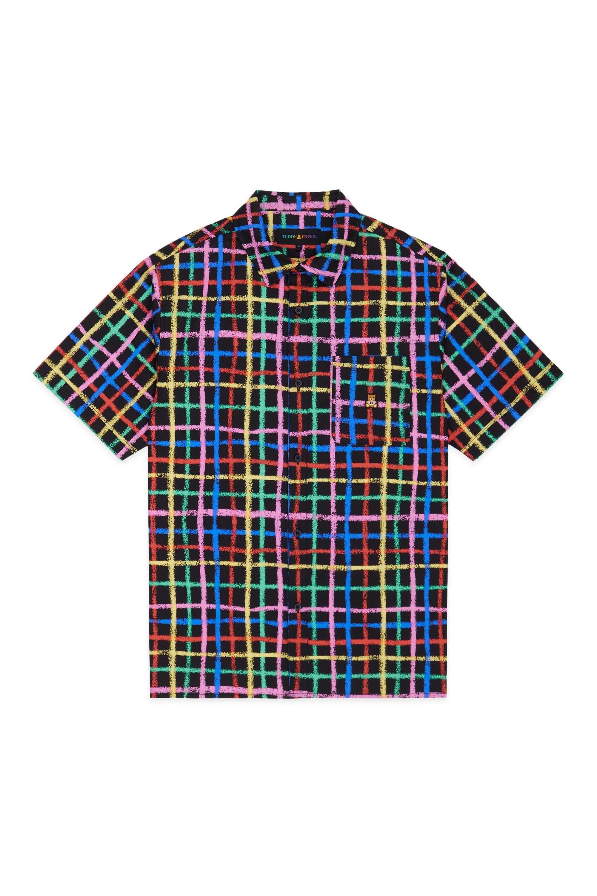 Black Teddy Fresh Crayon Checkered Camp Shirt | 8412PBJNE