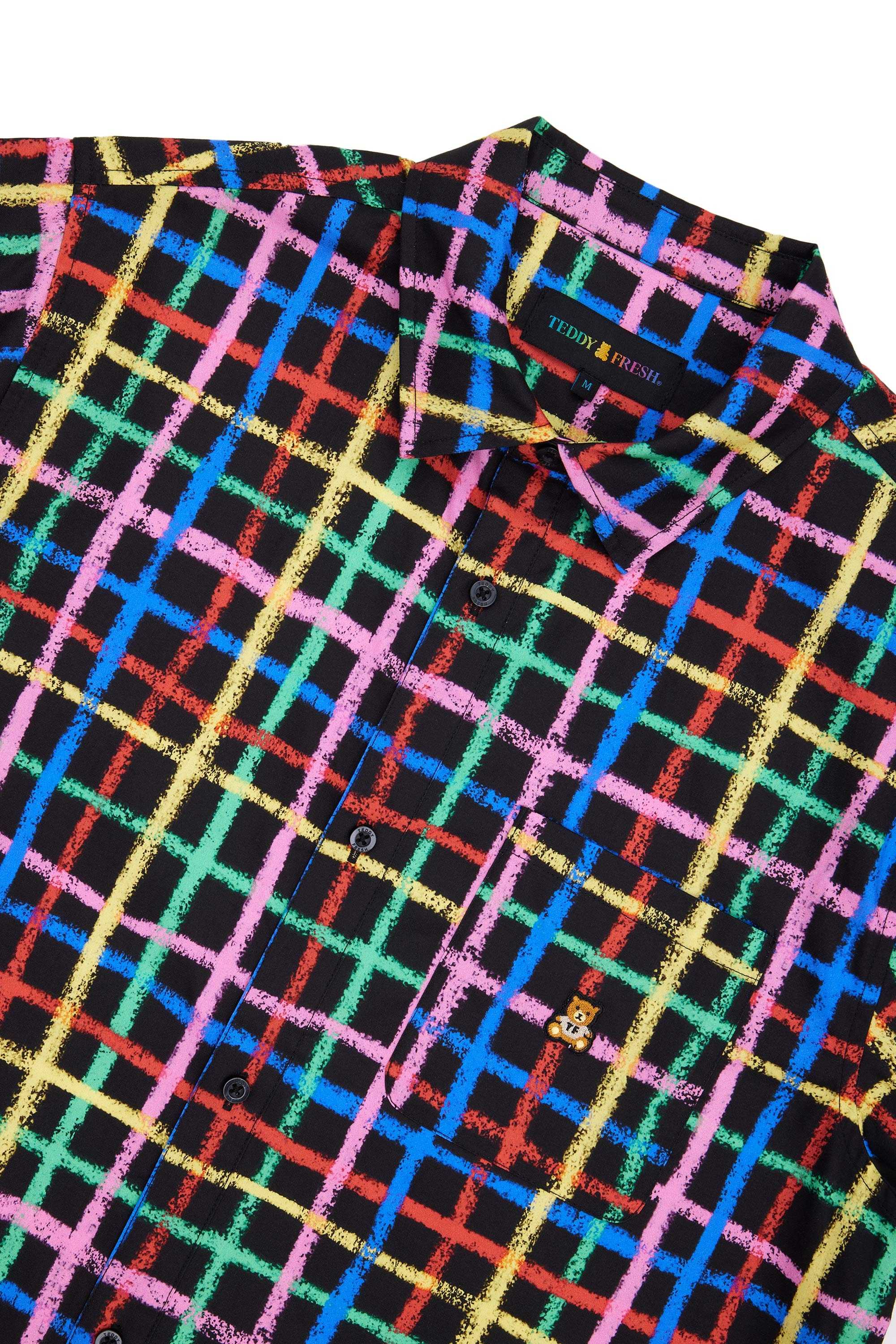 Black Teddy Fresh Crayon Checkered Camp Shirt | 8412PBJNE