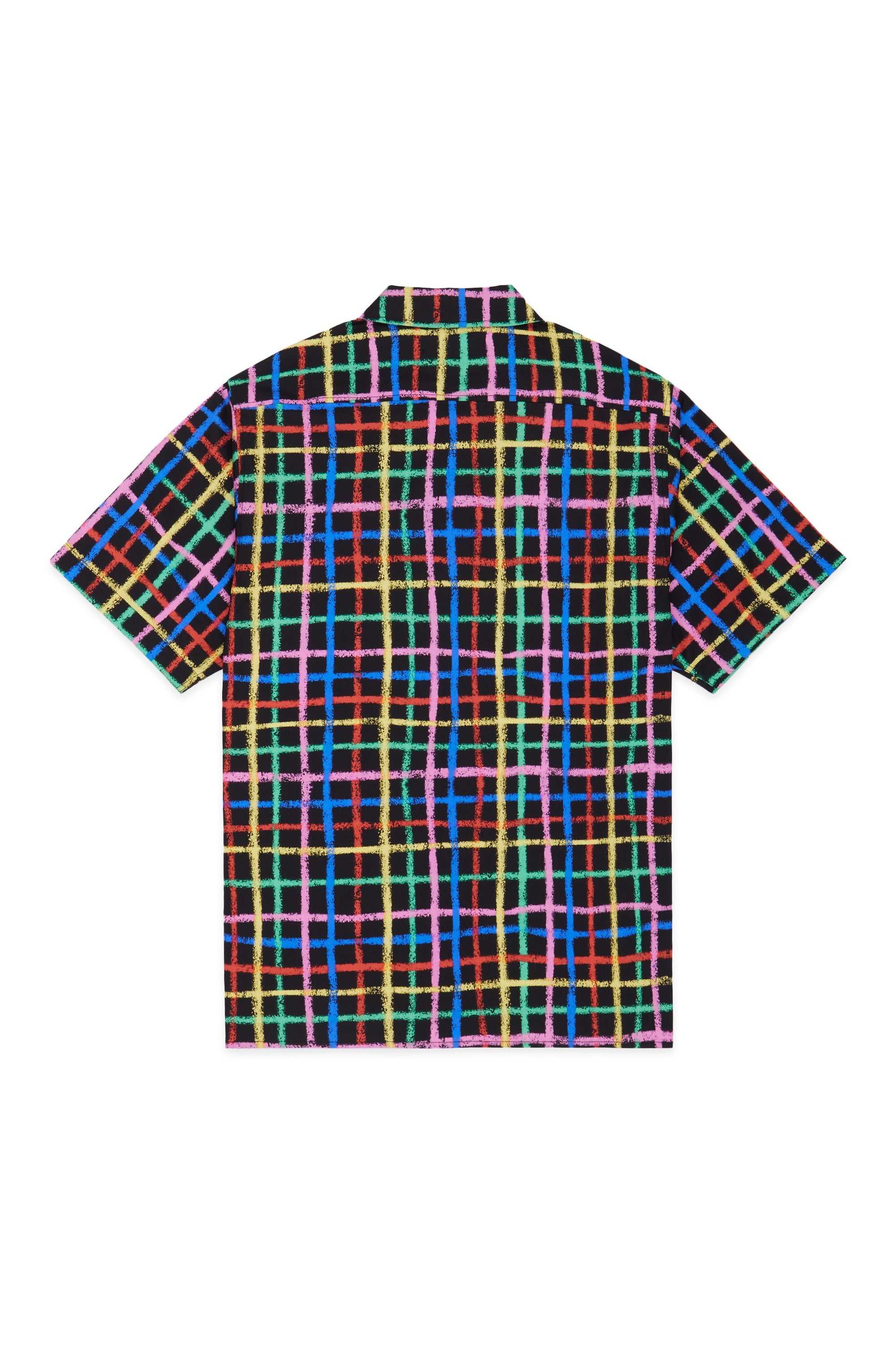 Black Teddy Fresh Crayon Checkered Camp Shirt | 8412PBJNE