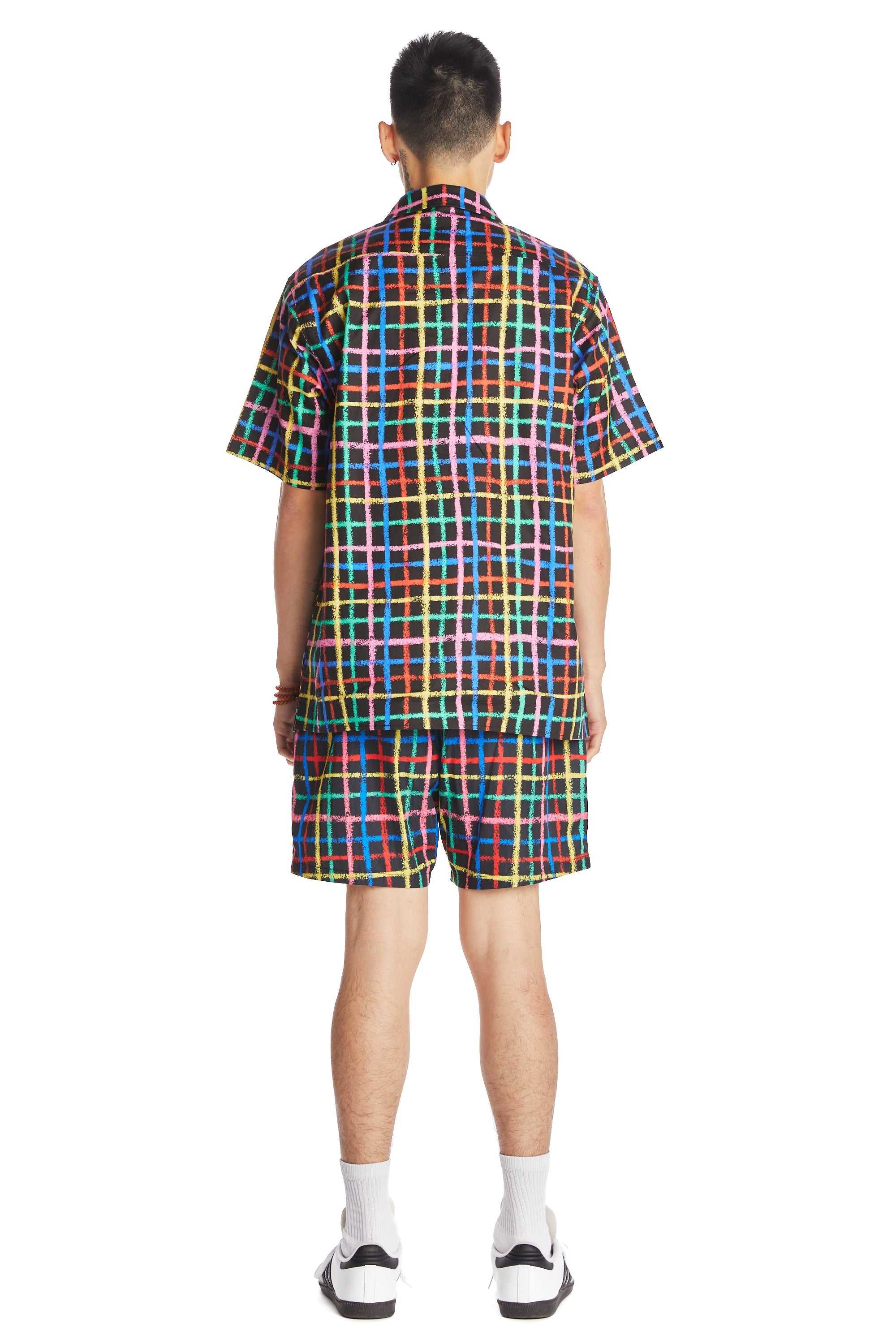 Black Teddy Fresh Crayon Checkered Camp Shirt | 8412PBJNE