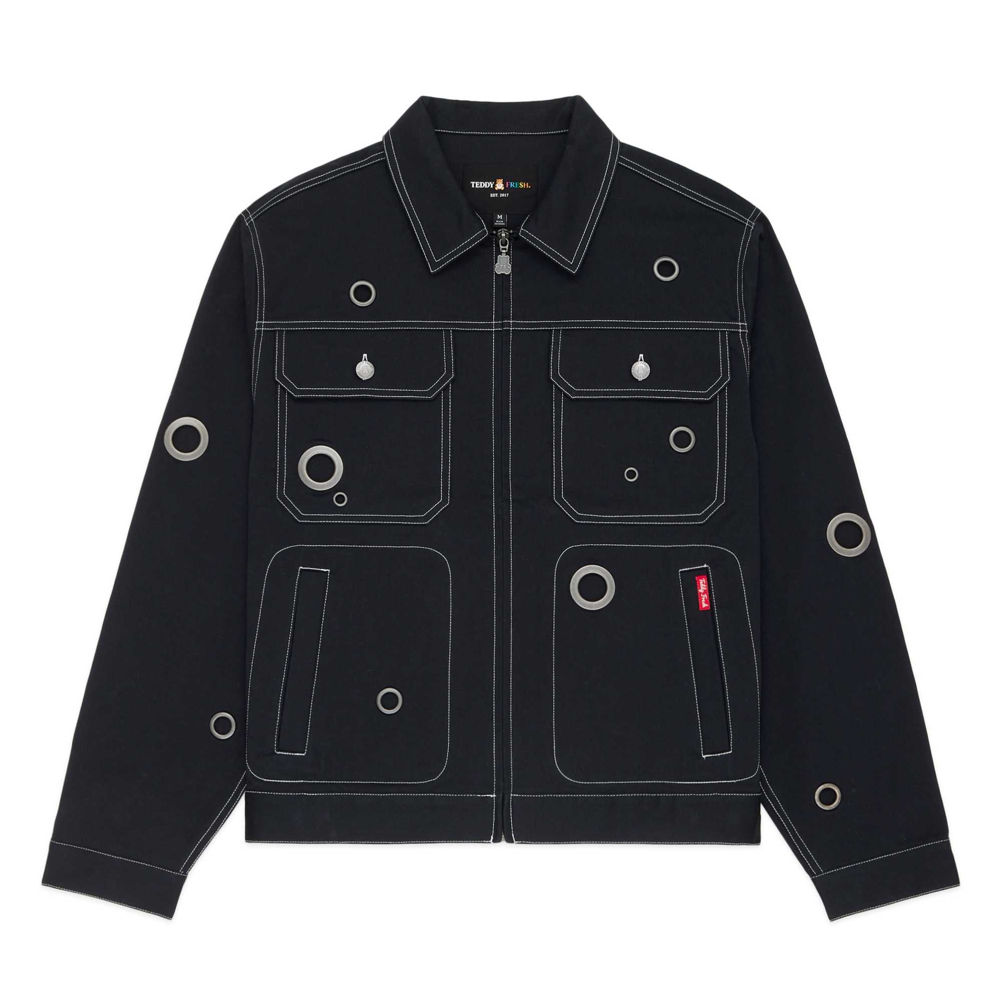 Black Teddy Fresh Dark Sky Eyelets Jacket | 5140SJXDB