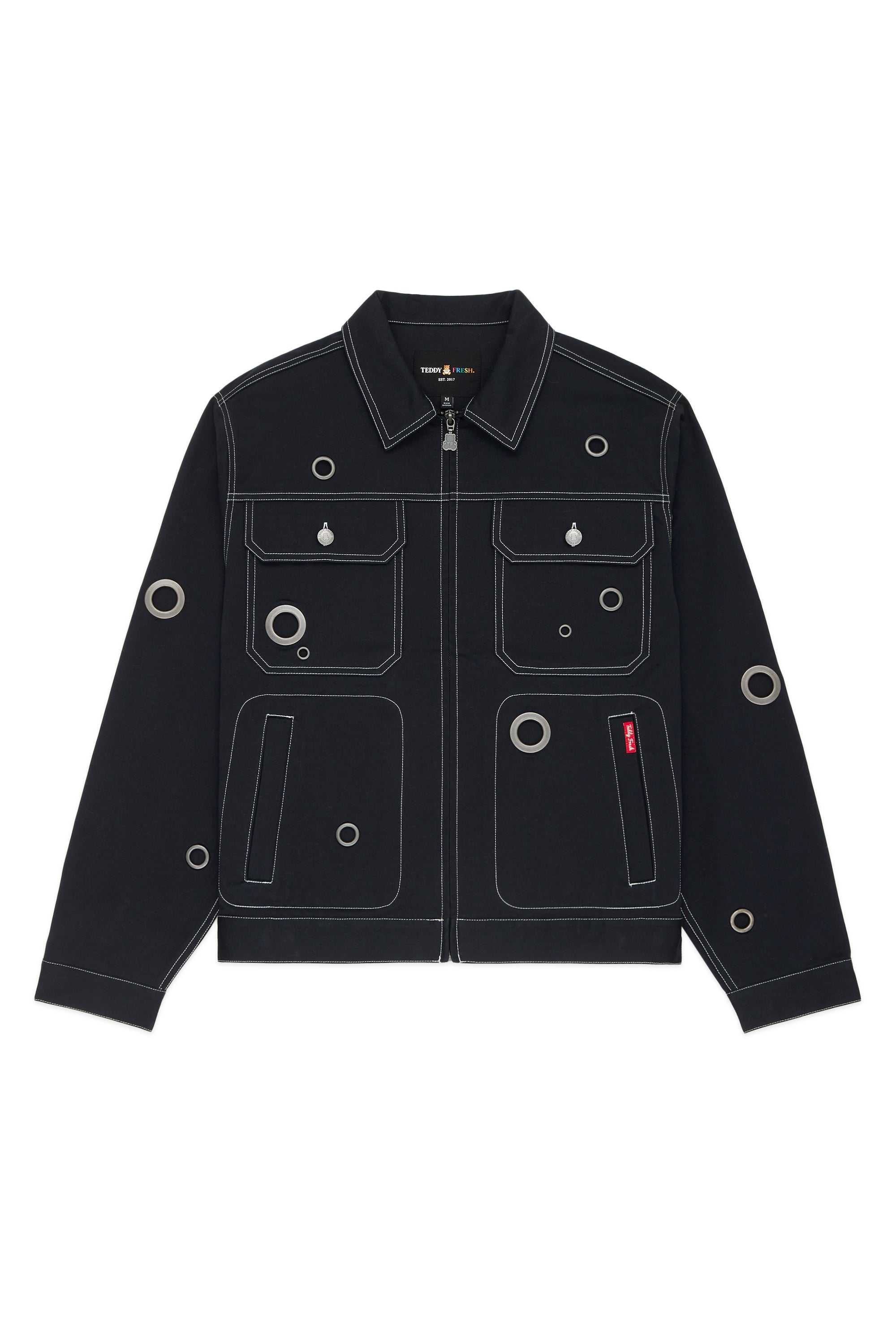 Black Teddy Fresh Dark Sky Eyelets Jacket | 5140SJXDB