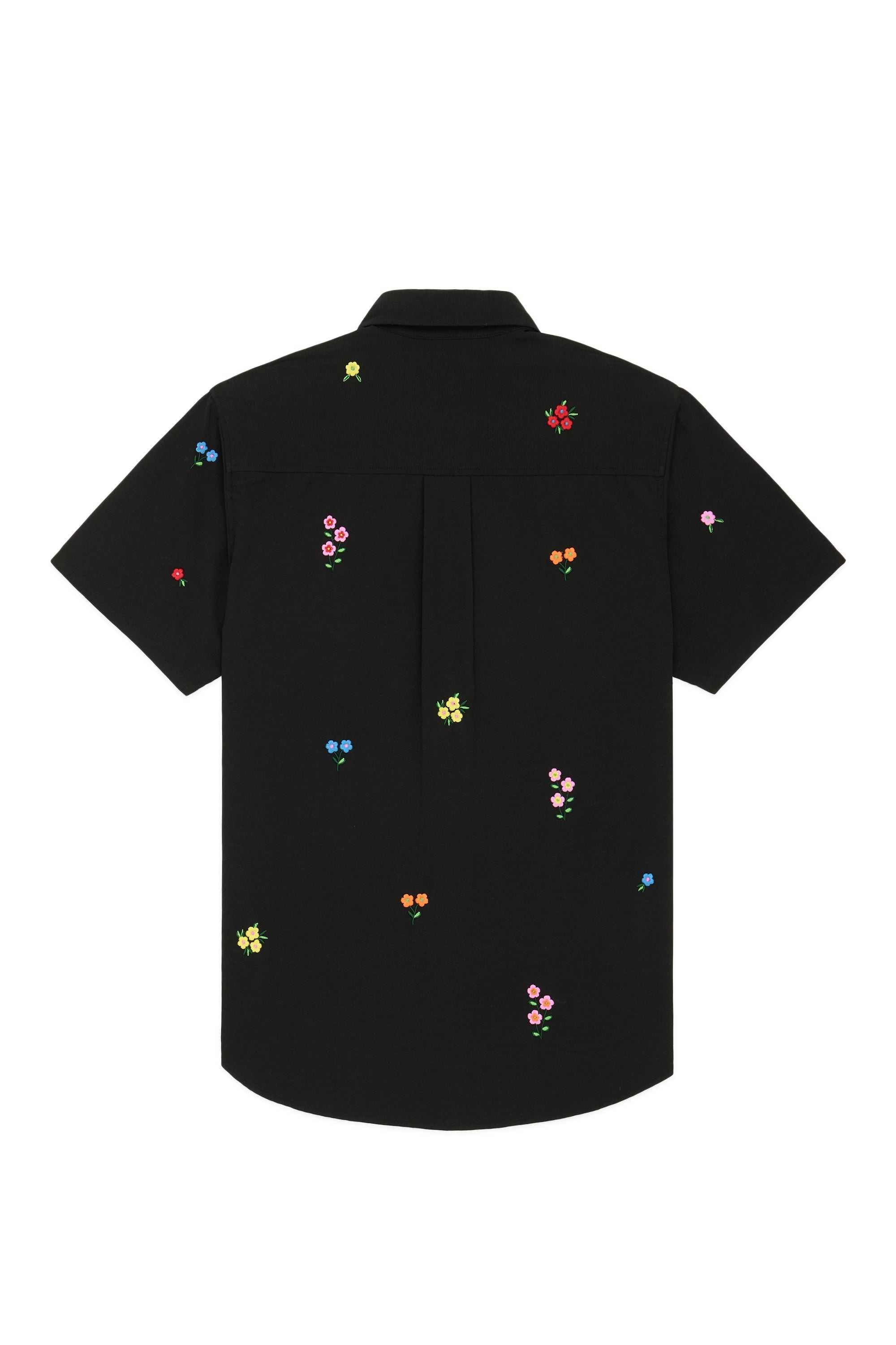 Black Teddy Fresh Flower Embroidery Shirt | 6729WCJSM