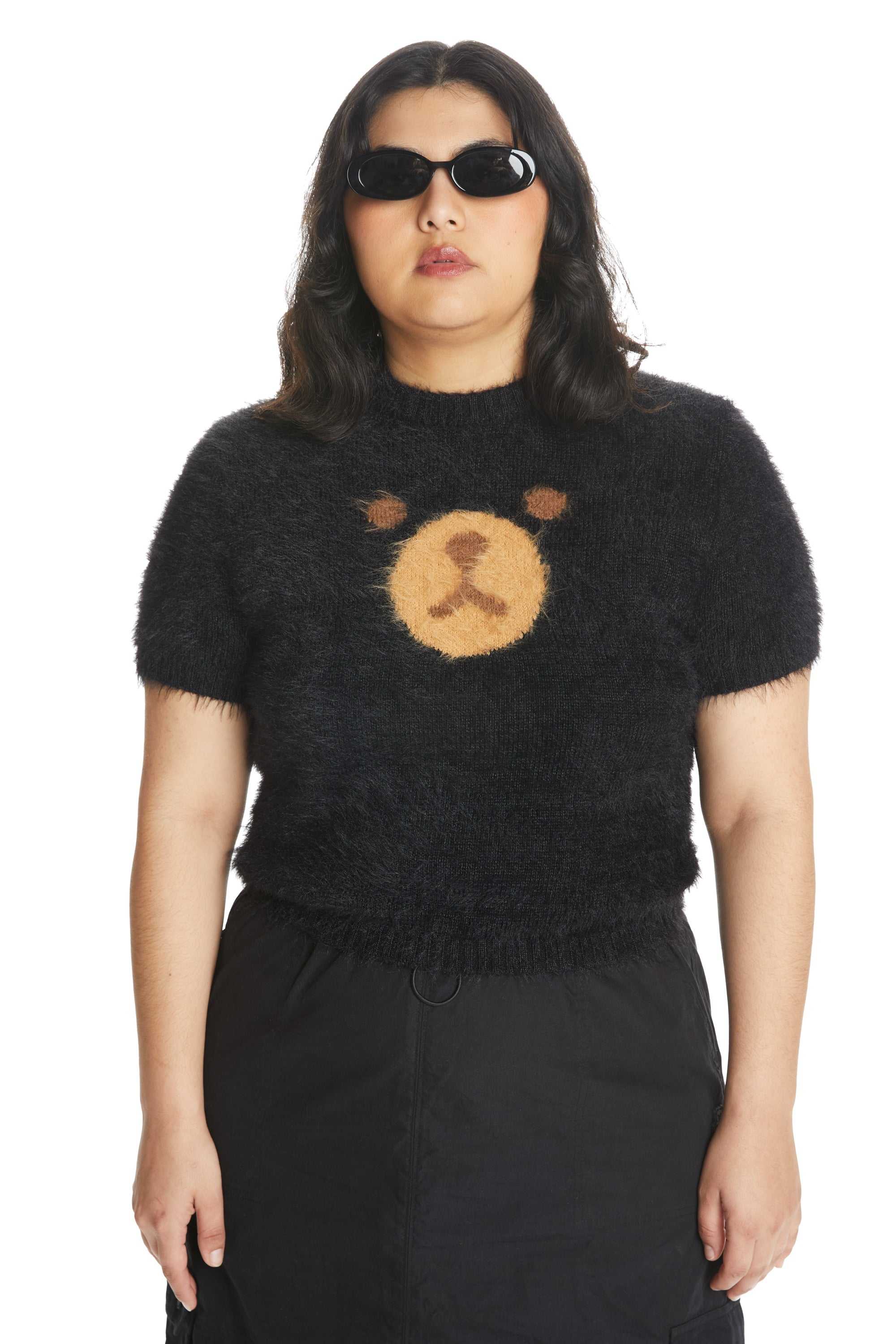 Black Teddy Fresh Fluffy Bear Sweater | 1607PQDIJ