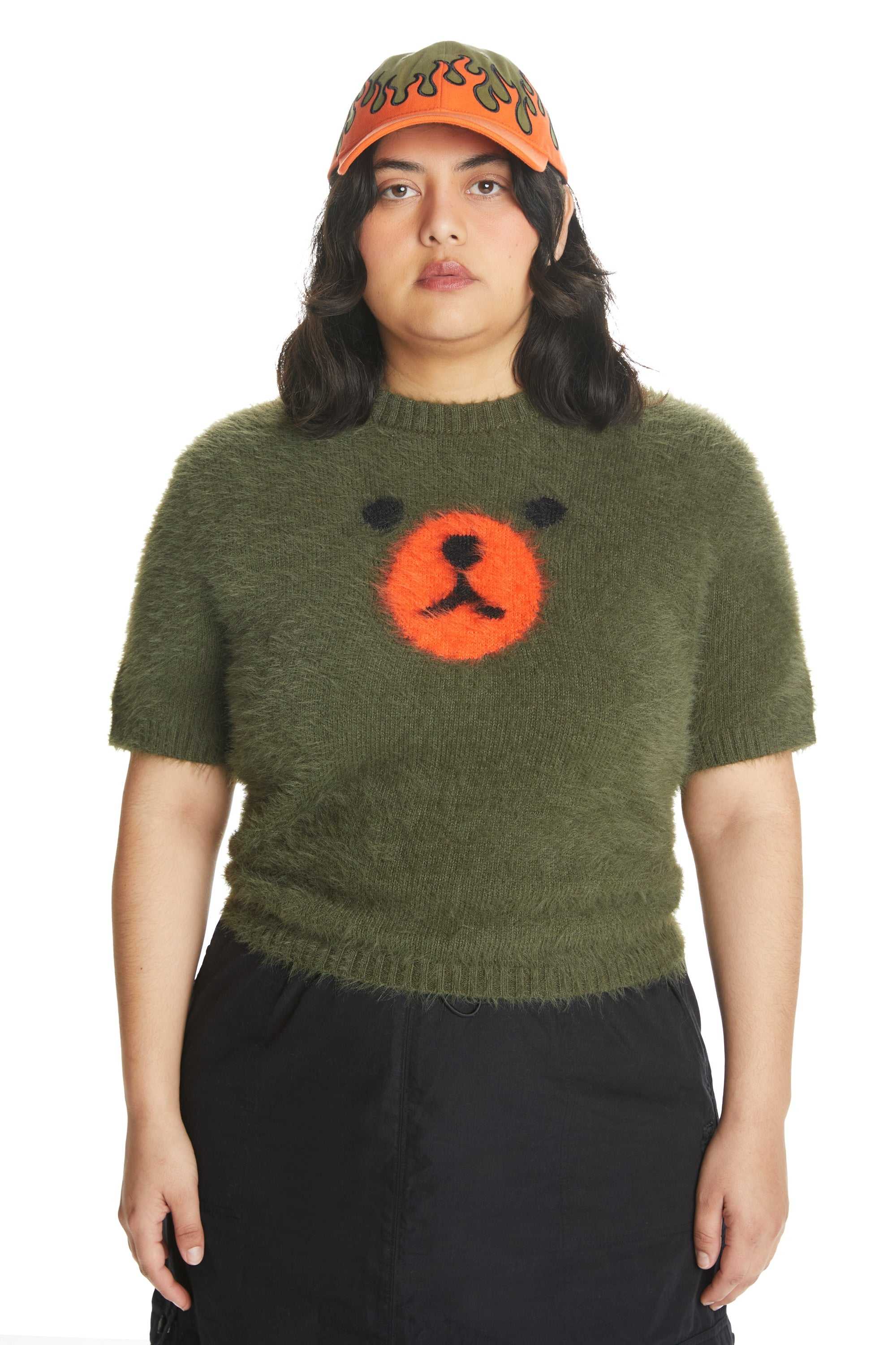 Black Teddy Fresh Fluffy Bear Sweater | 1607PQDIJ