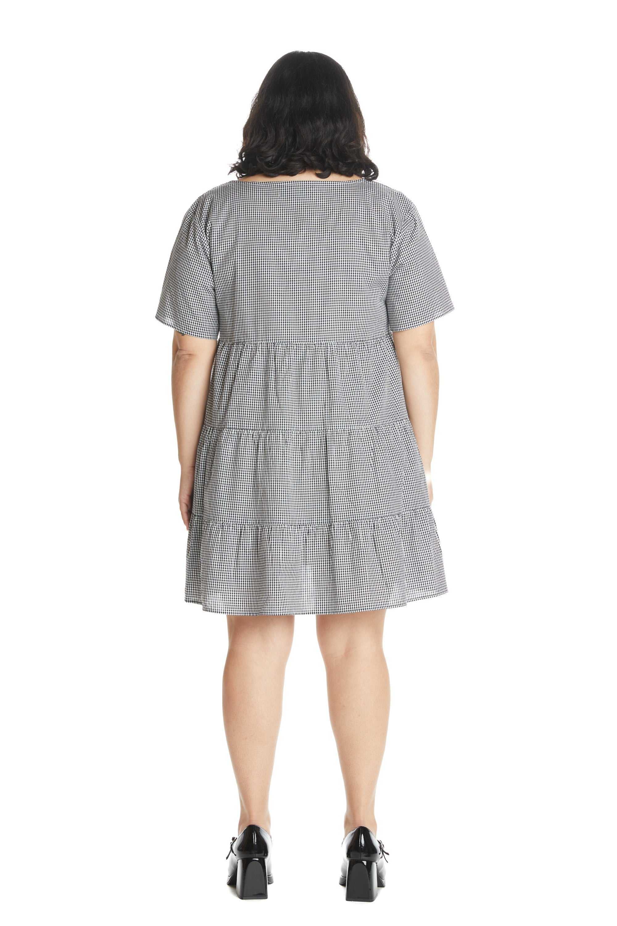 Black Teddy Fresh Gingham Button Dress | 8162IKWBQ