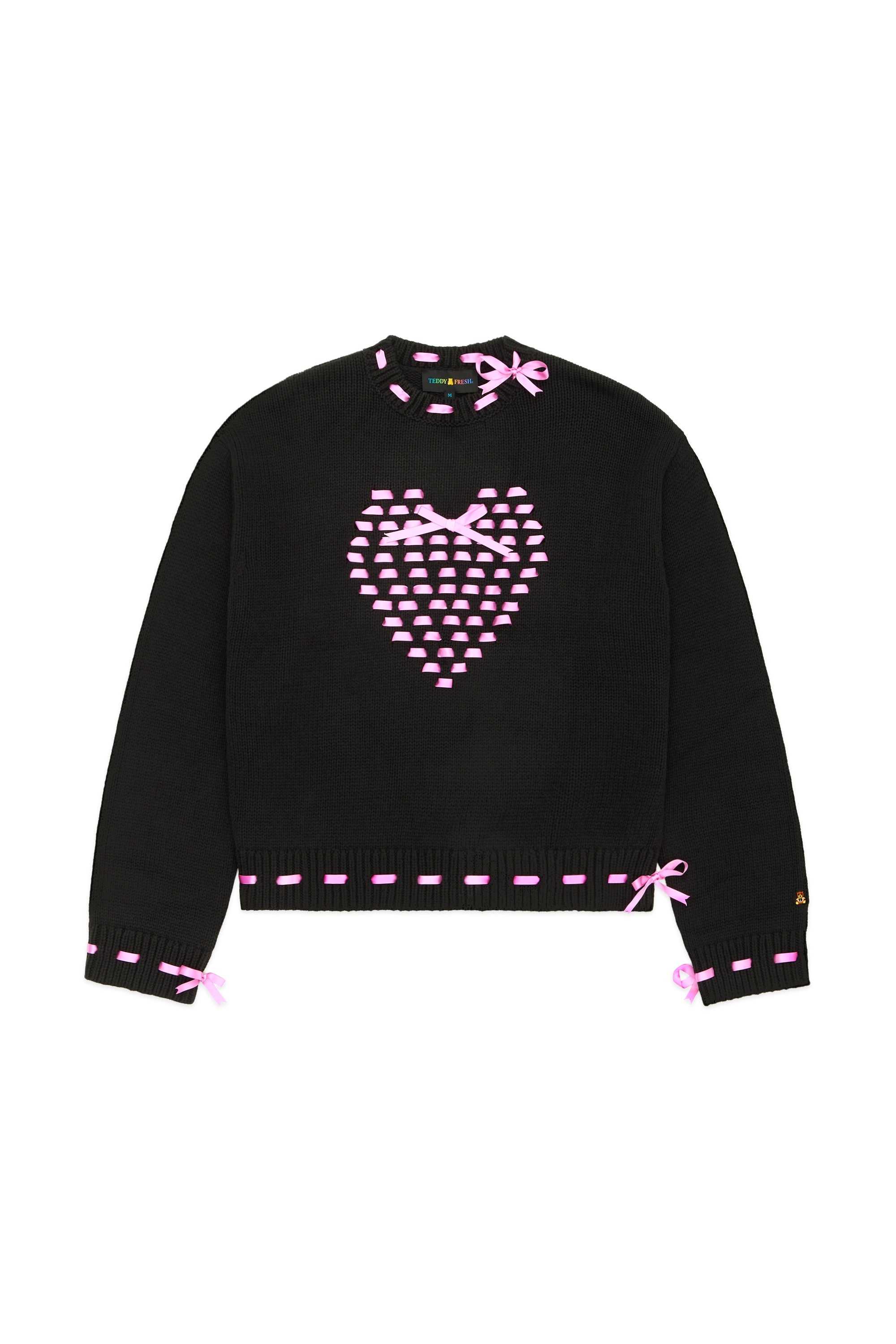 Black Teddy Fresh I Heart U Ribbon Weave Sweater | 9273QWNJH