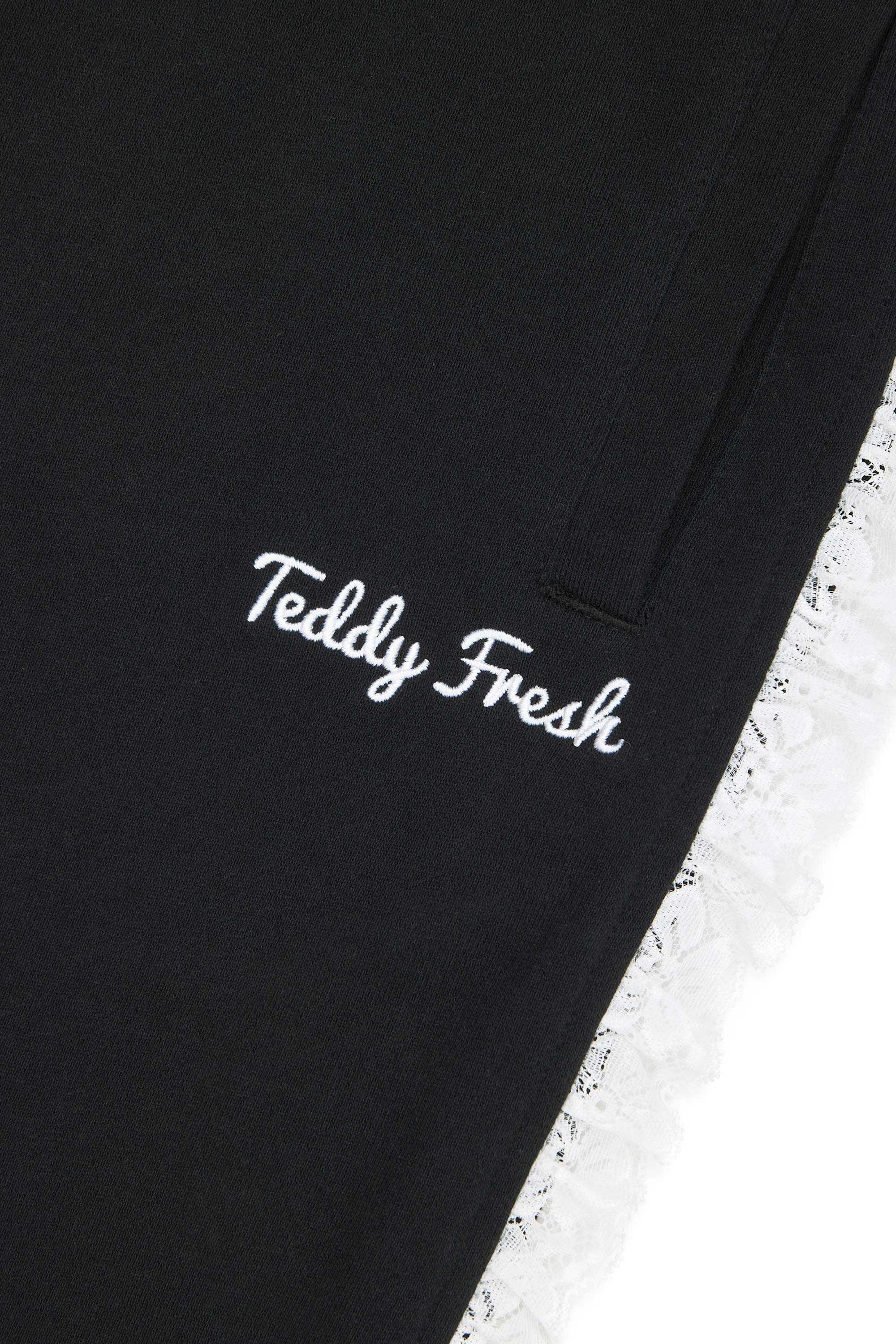 Black Teddy Fresh Lace Trim Sweatpants | 4138LFAKC