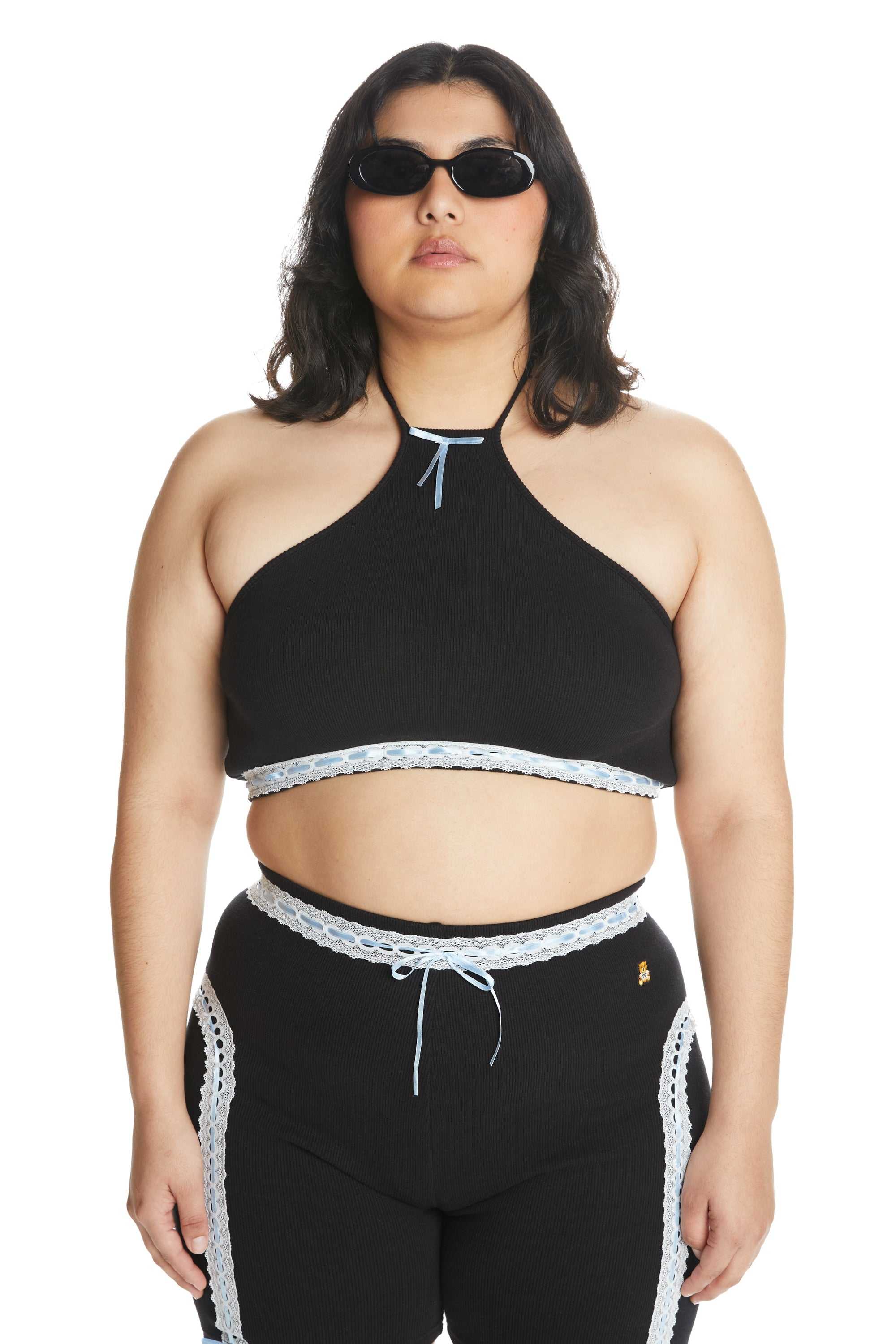 Black Teddy Fresh Little Bow Crop Top | 4598SJORK