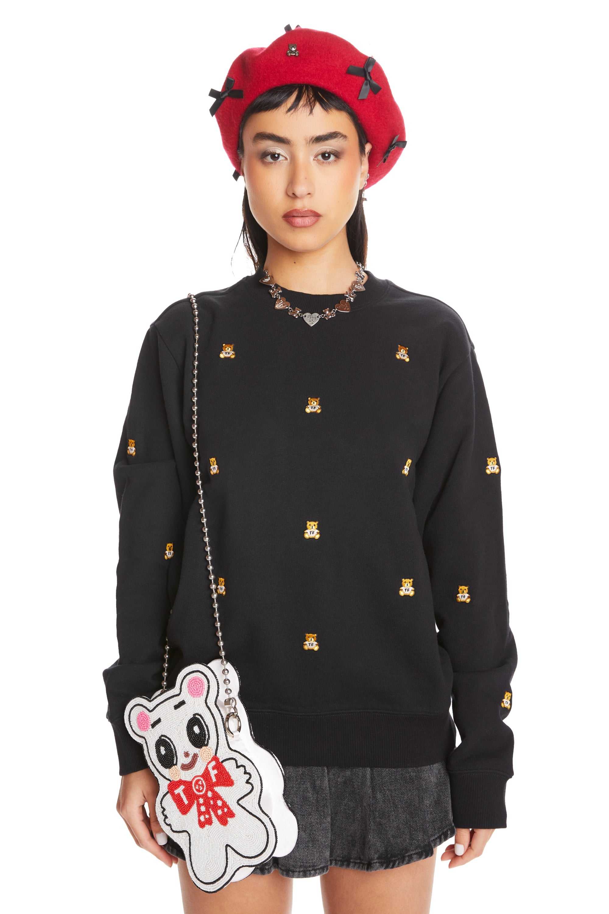 Black Teddy Fresh Many Bears Sweatshirt | 6027IVJLG