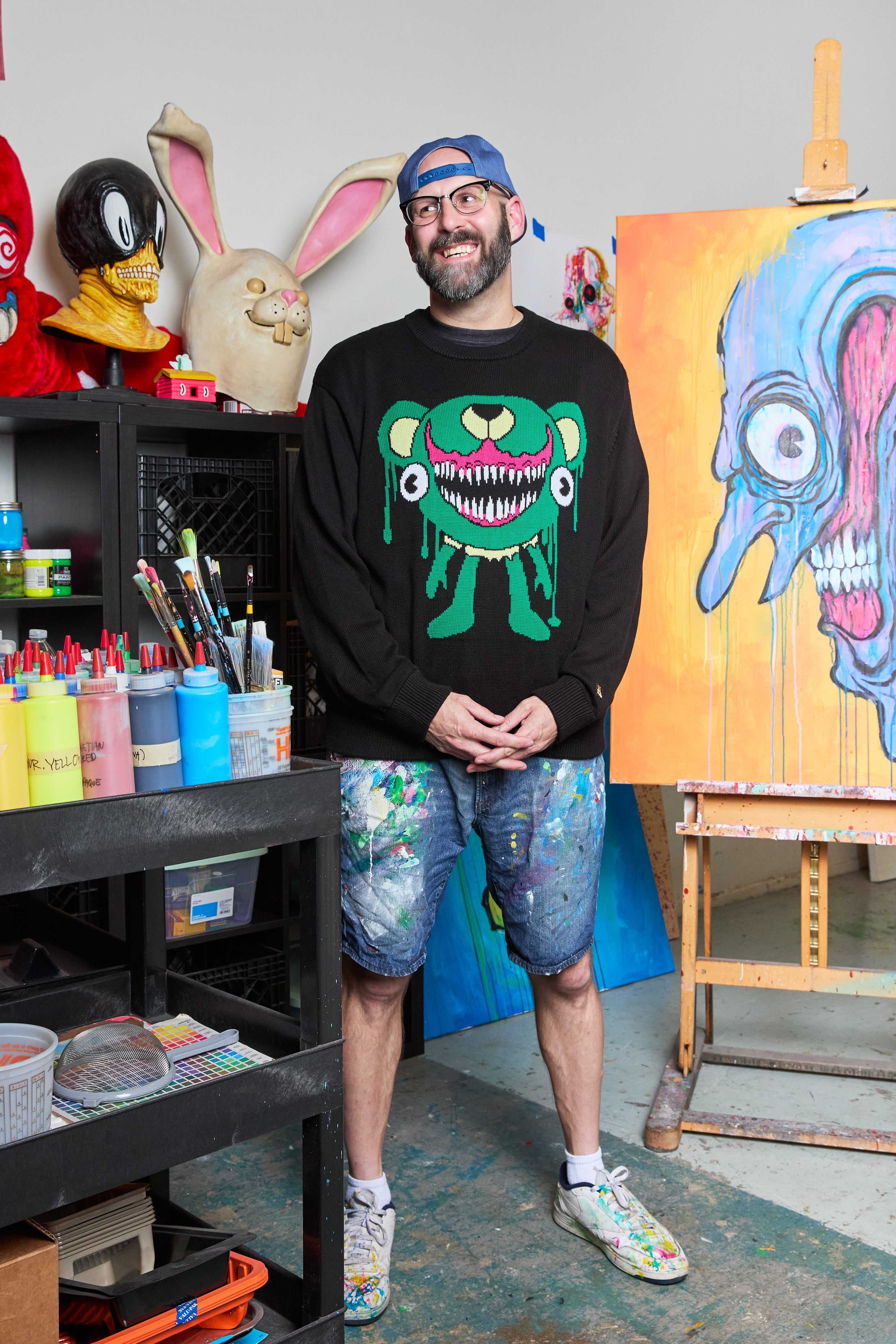 Black Teddy Fresh TF x Alex Pardee Monster Sweater | 7269WKVBN